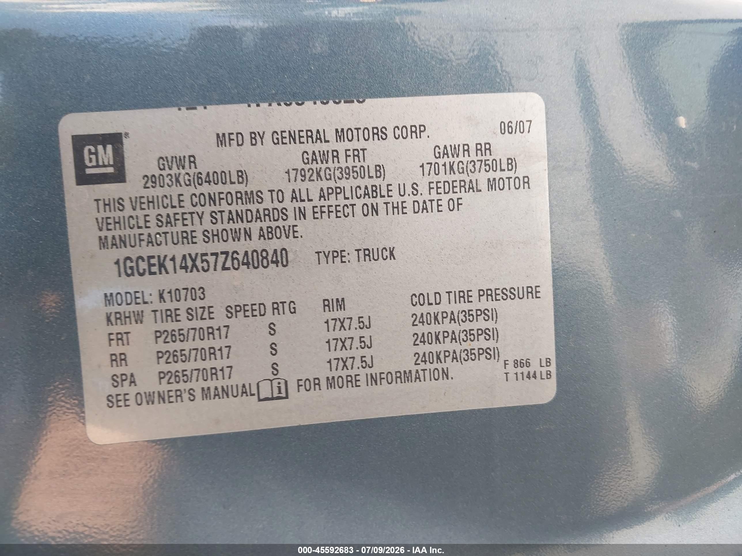 2007 Chevrolet Silverado 1500 Work Truck Синий vin: 1GCEK14X57Z640840