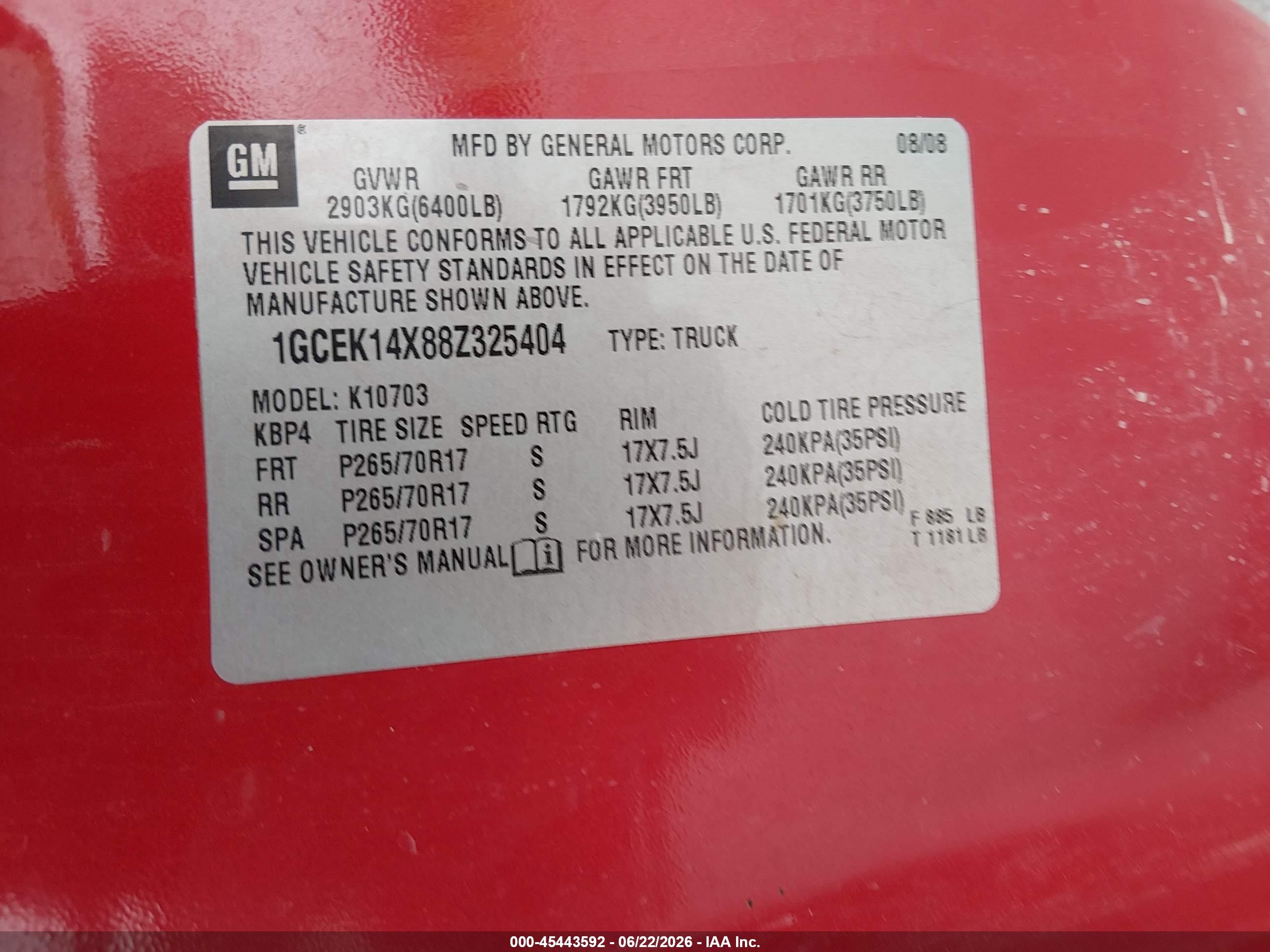 2008 Chevrolet Silverado 1500 Work Truck Red vin: 1GCEK14X88Z325404