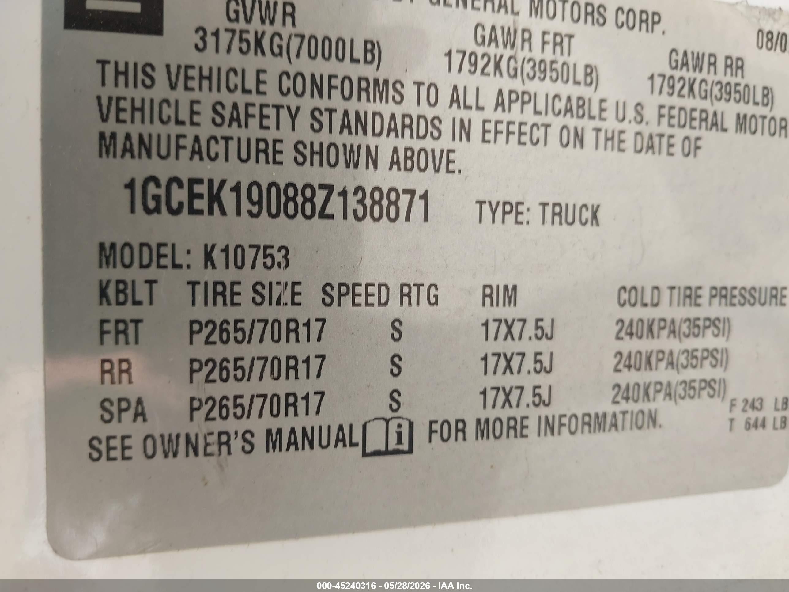 2008 Chevrolet Silverado 1500 Lt1 White vin: 1GCEK19088Z138871