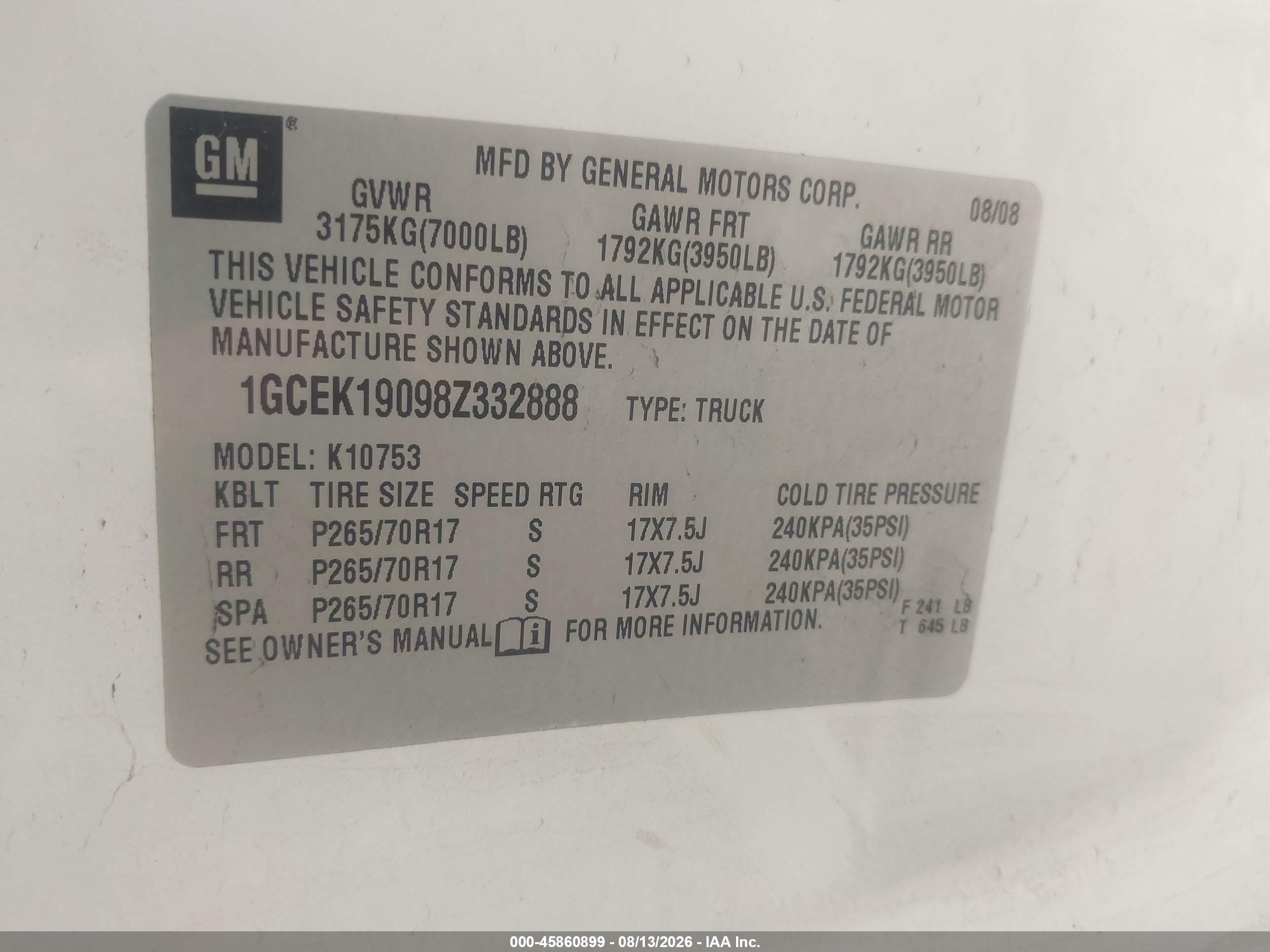 2008 Chevrolet Silverado 1500 Lt1 White vin: 1GCEK19098Z332888