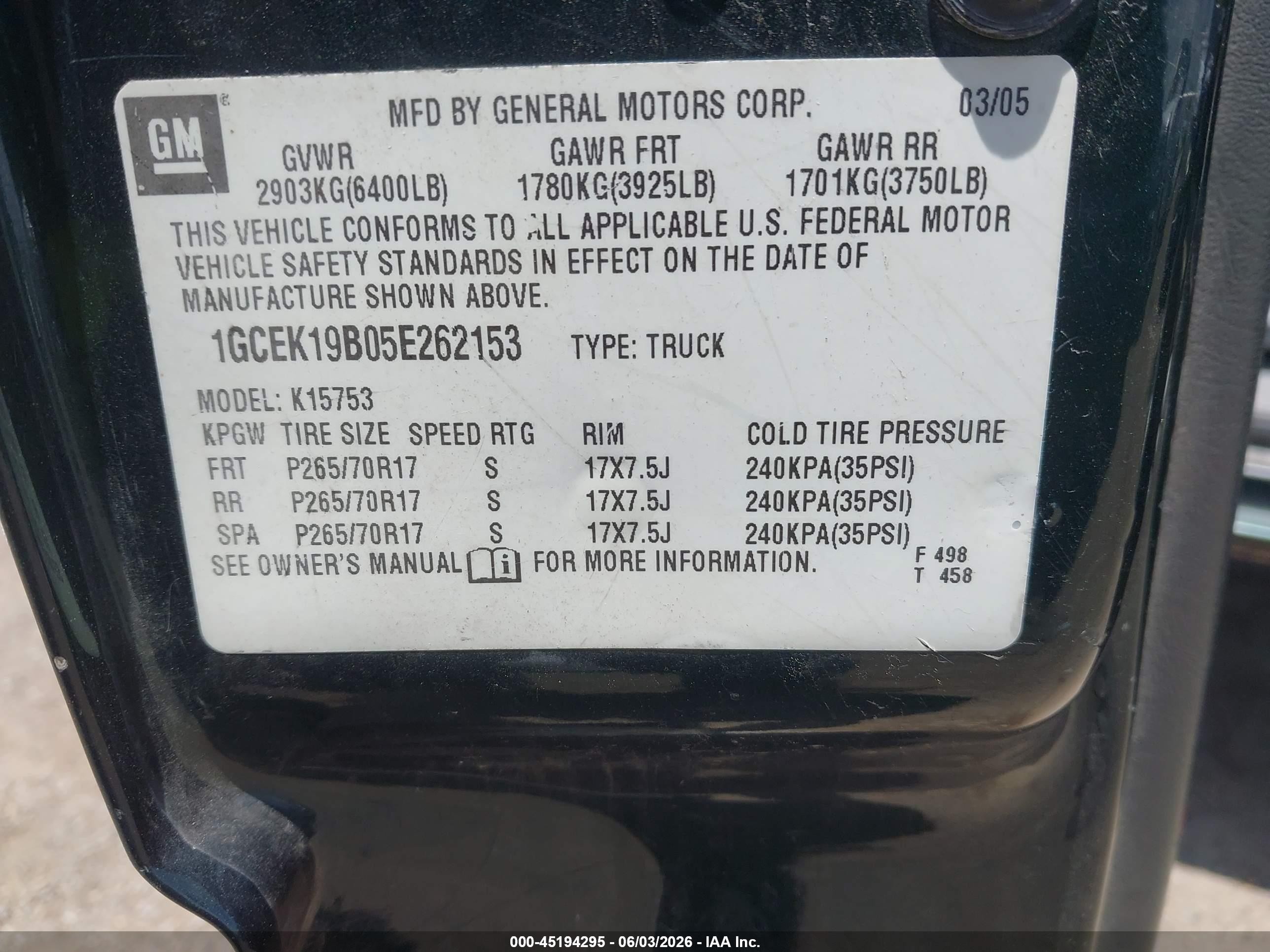 2005 Chevrolet Silverado 1500 Z71 Green vin: 1GCEK19B05E262153
