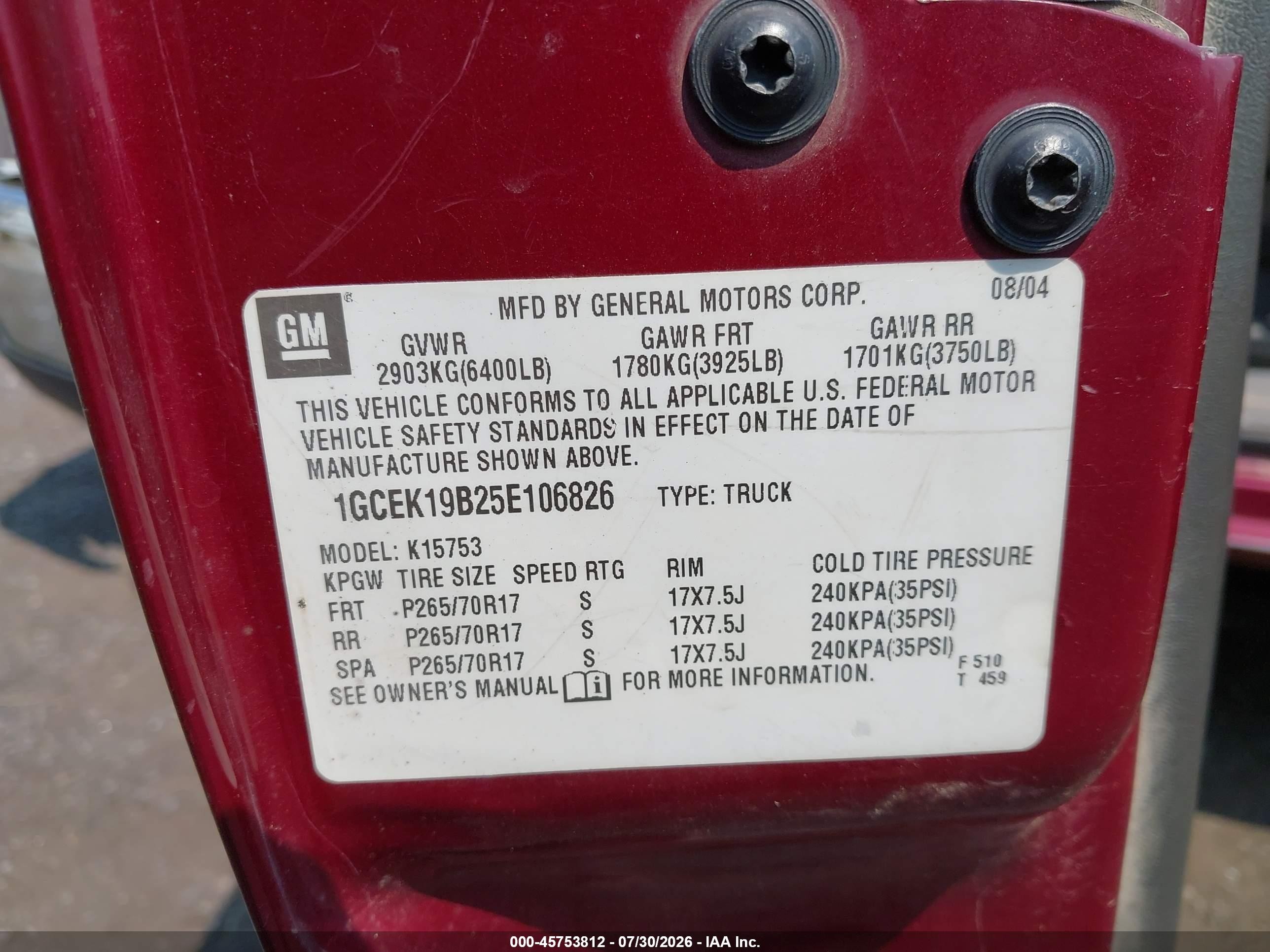 2005 Chevrolet Silverado 1500 Ls Red vin: 1GCEK19B25E106826
