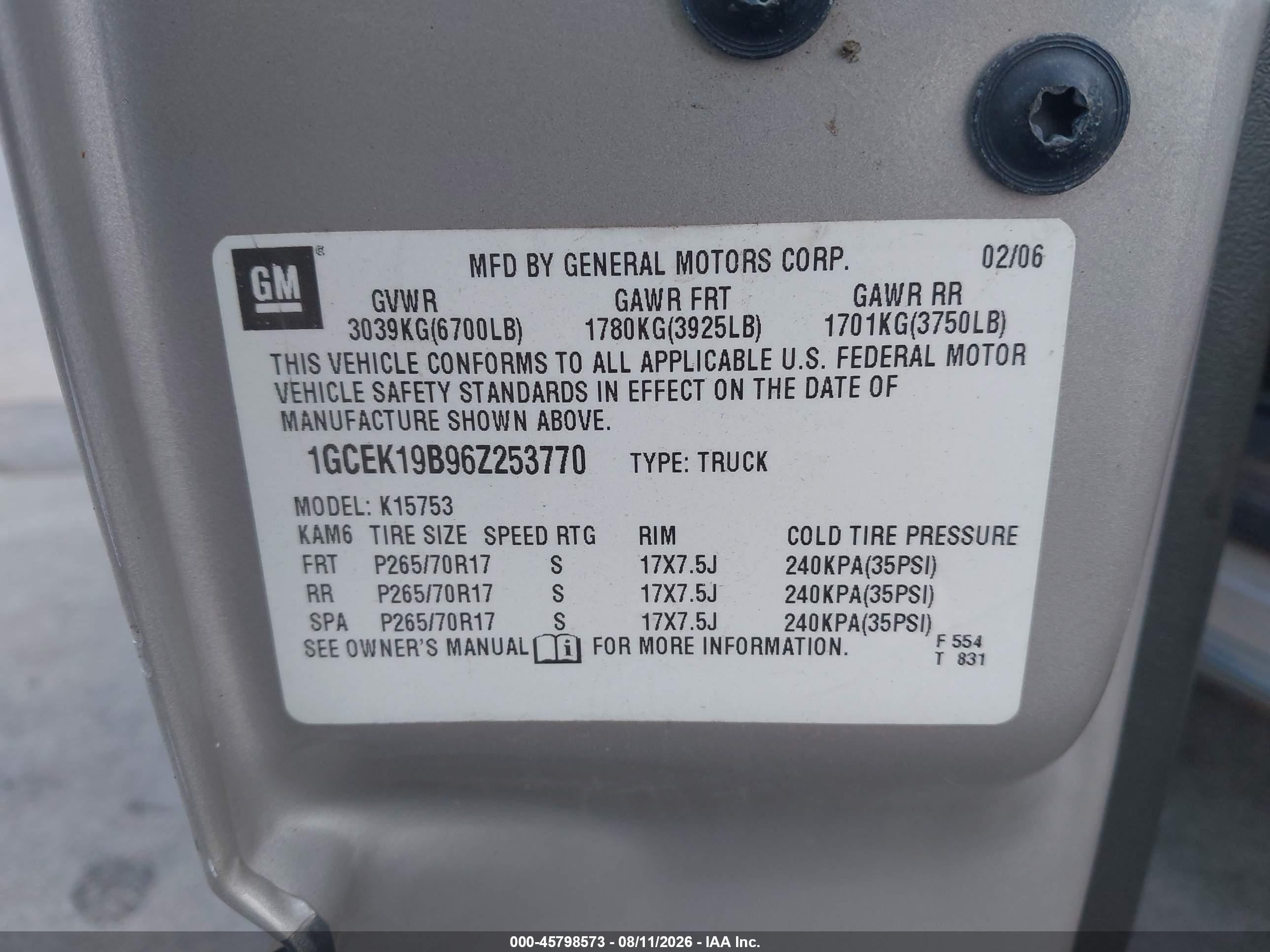 2006 Chevrolet Silverado 1500 Lt2 Silver vin: 1GCEK19B96Z253770