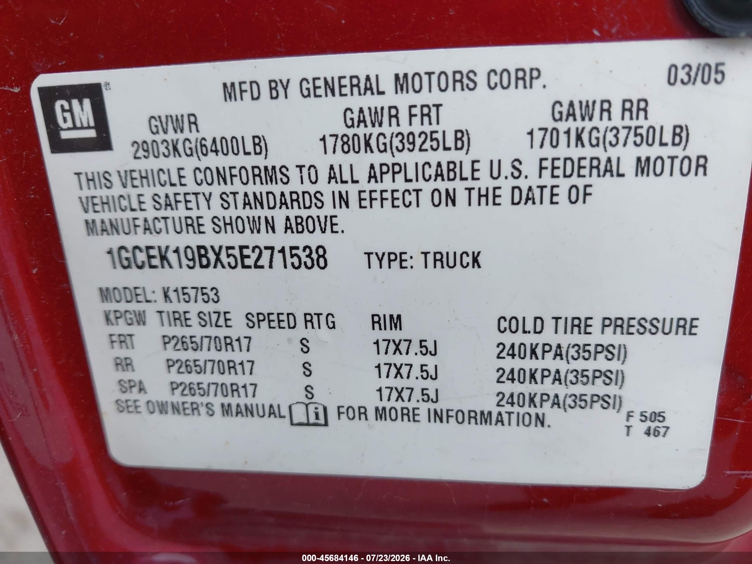 2005 Chevrolet Silverado 1500 Z71 Red vin: 1GCEK19BX5E271538