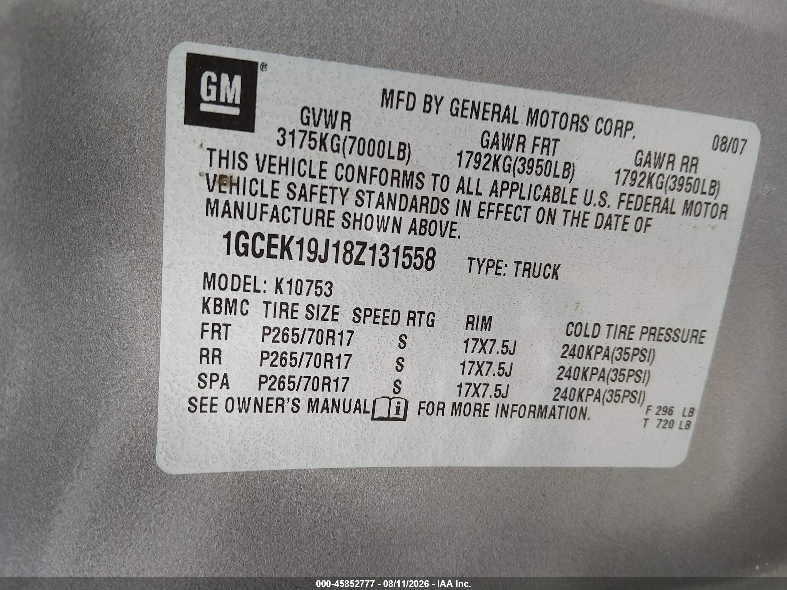 2008 Chevrolet Silverado 1500 Lt2 Gray vin: 1GCEK19J18Z131558