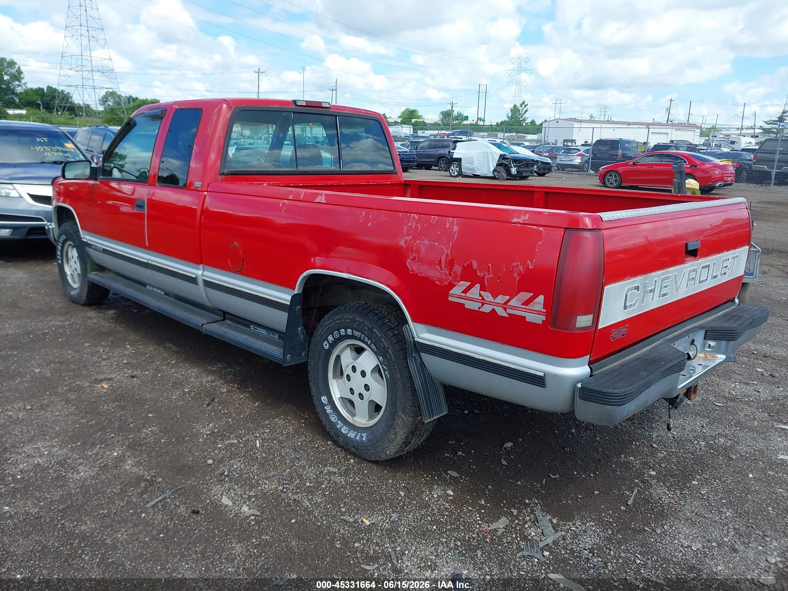 1995 Chevrolet Gmt-400 K1500 Red vin: 1GCEK19K0SE189555