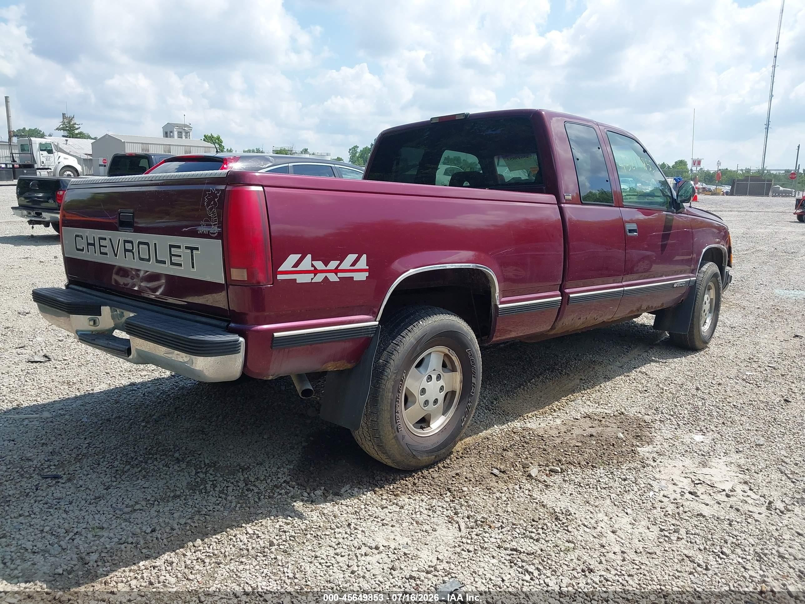 1994 Chevrolet Gmt-400 K1500 Maroon vin: 1GCEK19K9RE278969