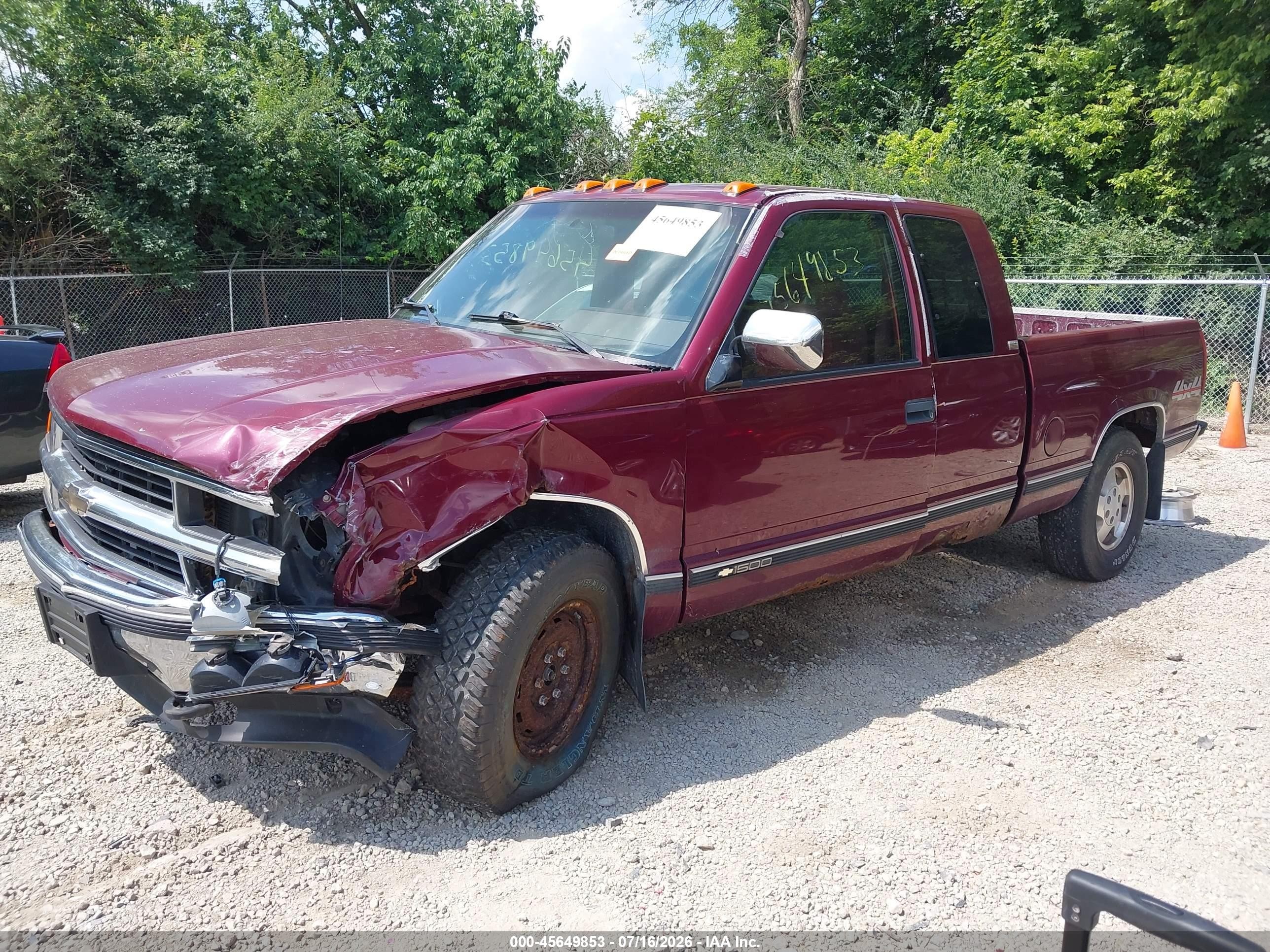 1994 Chevrolet Gmt-400 K1500 Maroon vin: 1GCEK19K9RE278969