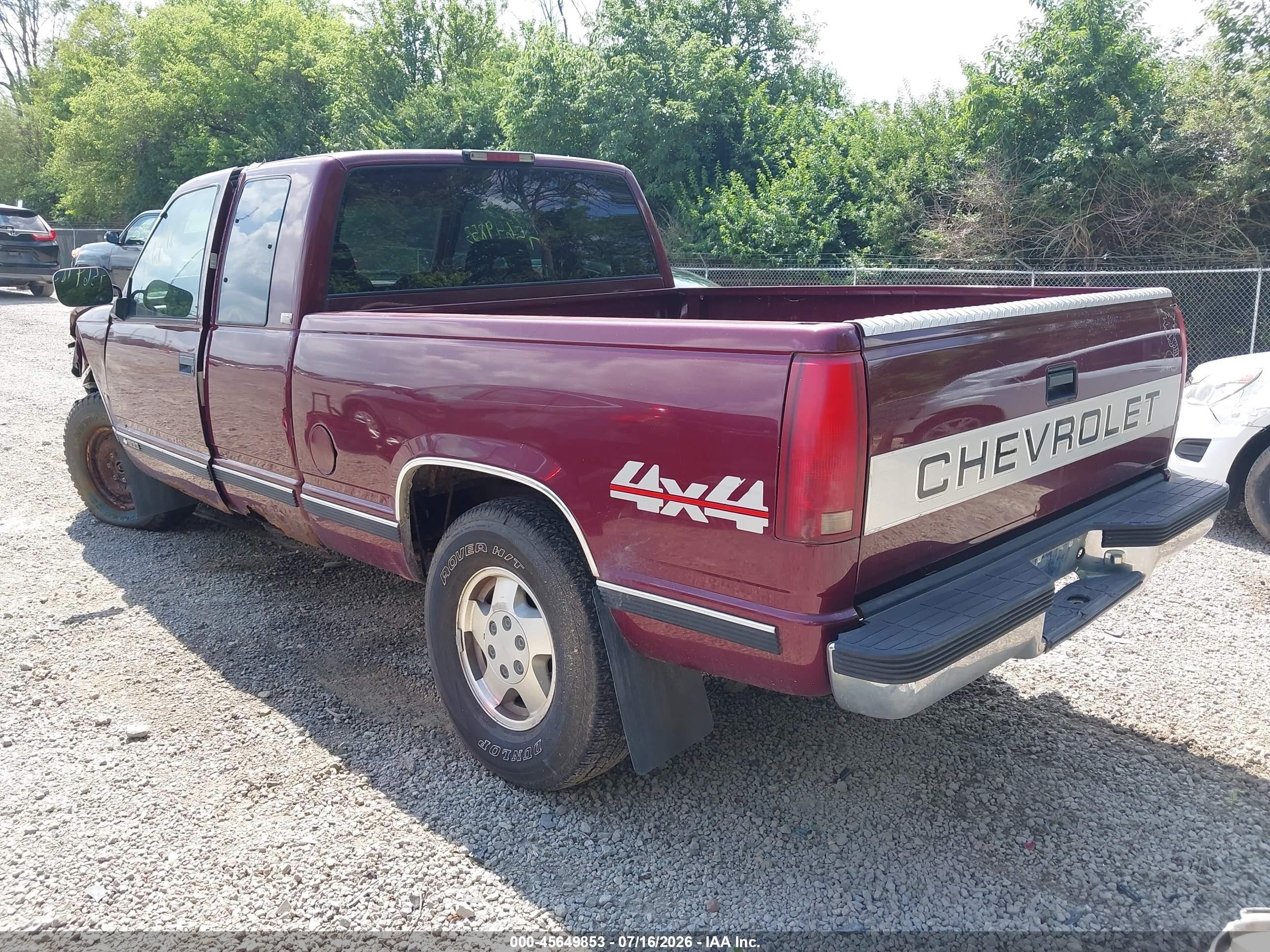1994 Chevrolet Gmt-400 K1500 Maroon vin: 1GCEK19K9RE278969