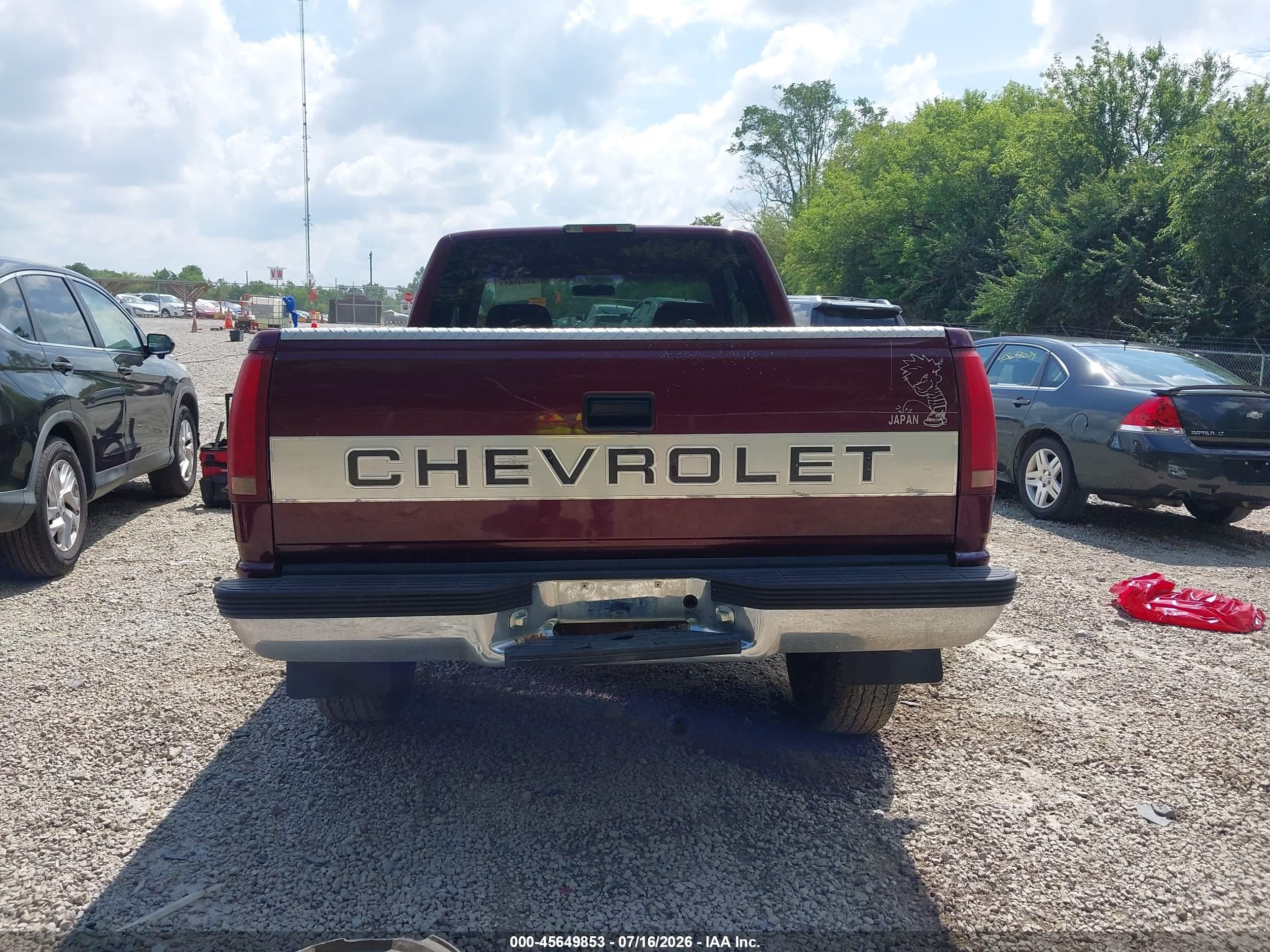 1994 Chevrolet Gmt-400 K1500 Maroon vin: 1GCEK19K9RE278969