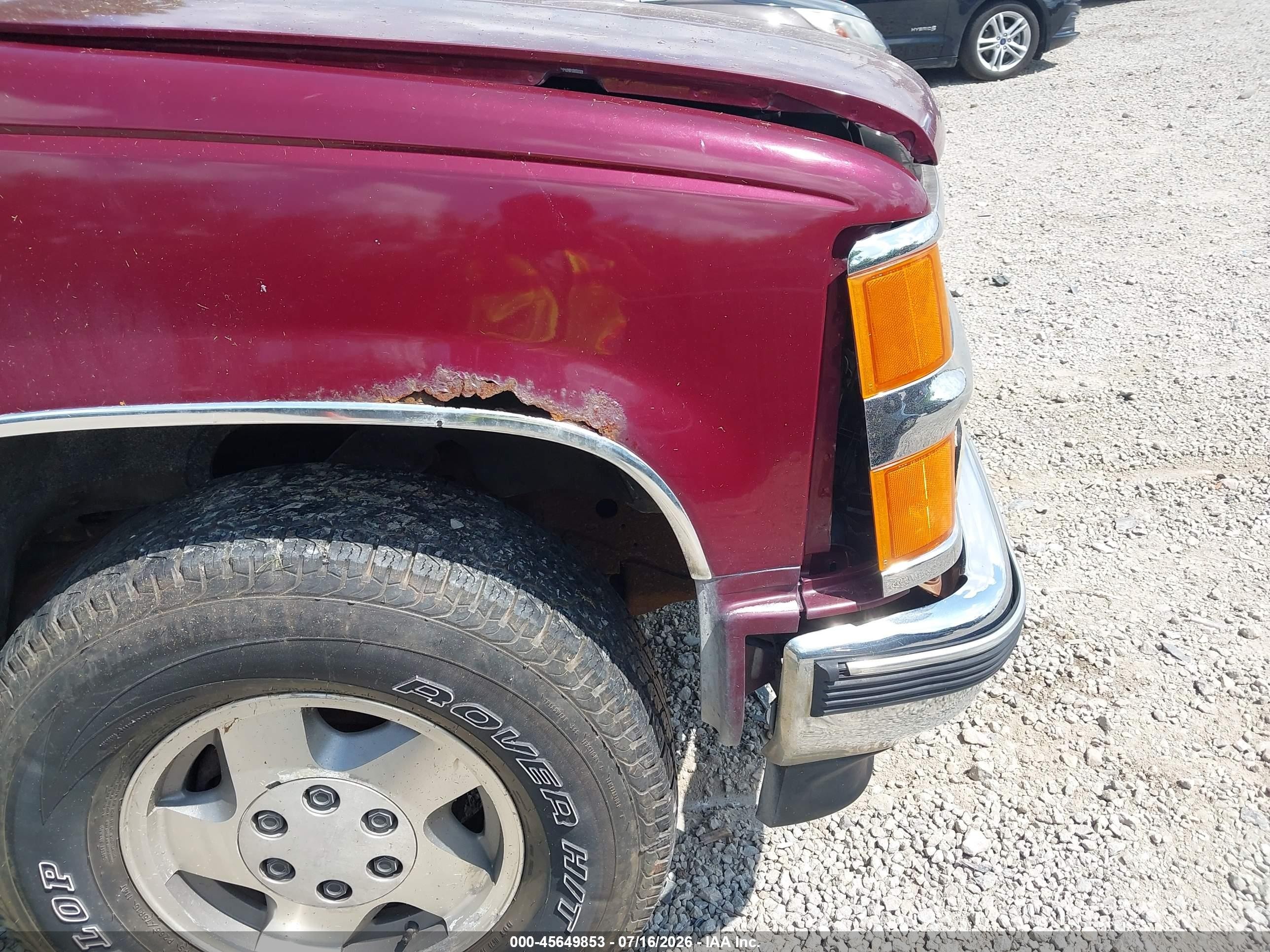 1994 Chevrolet Gmt-400 K1500 Maroon vin: 1GCEK19K9RE278969