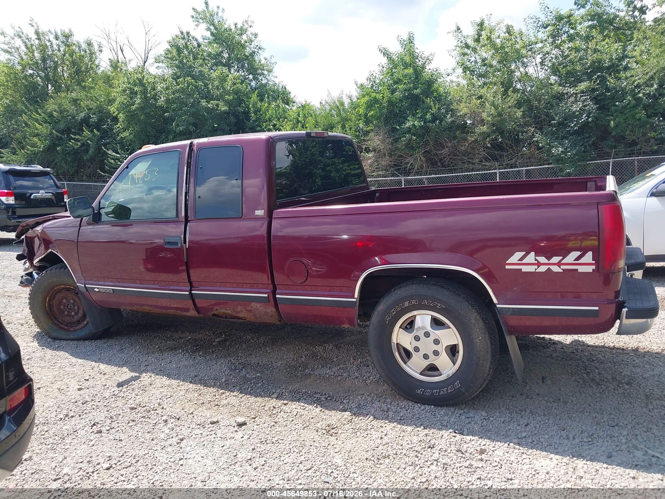 1994 Chevrolet Gmt-400 K1500 Maroon vin: 1GCEK19K9RE278969