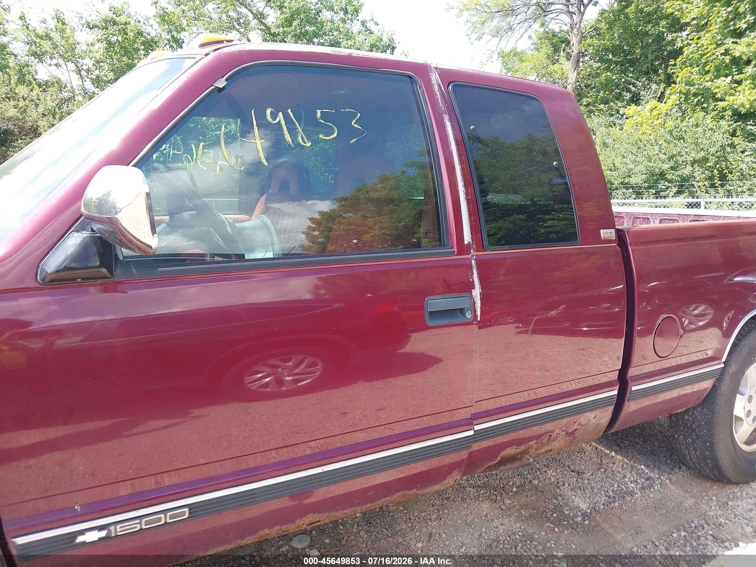 1994 Chevrolet Gmt-400 K1500 Maroon vin: 1GCEK19K9RE278969