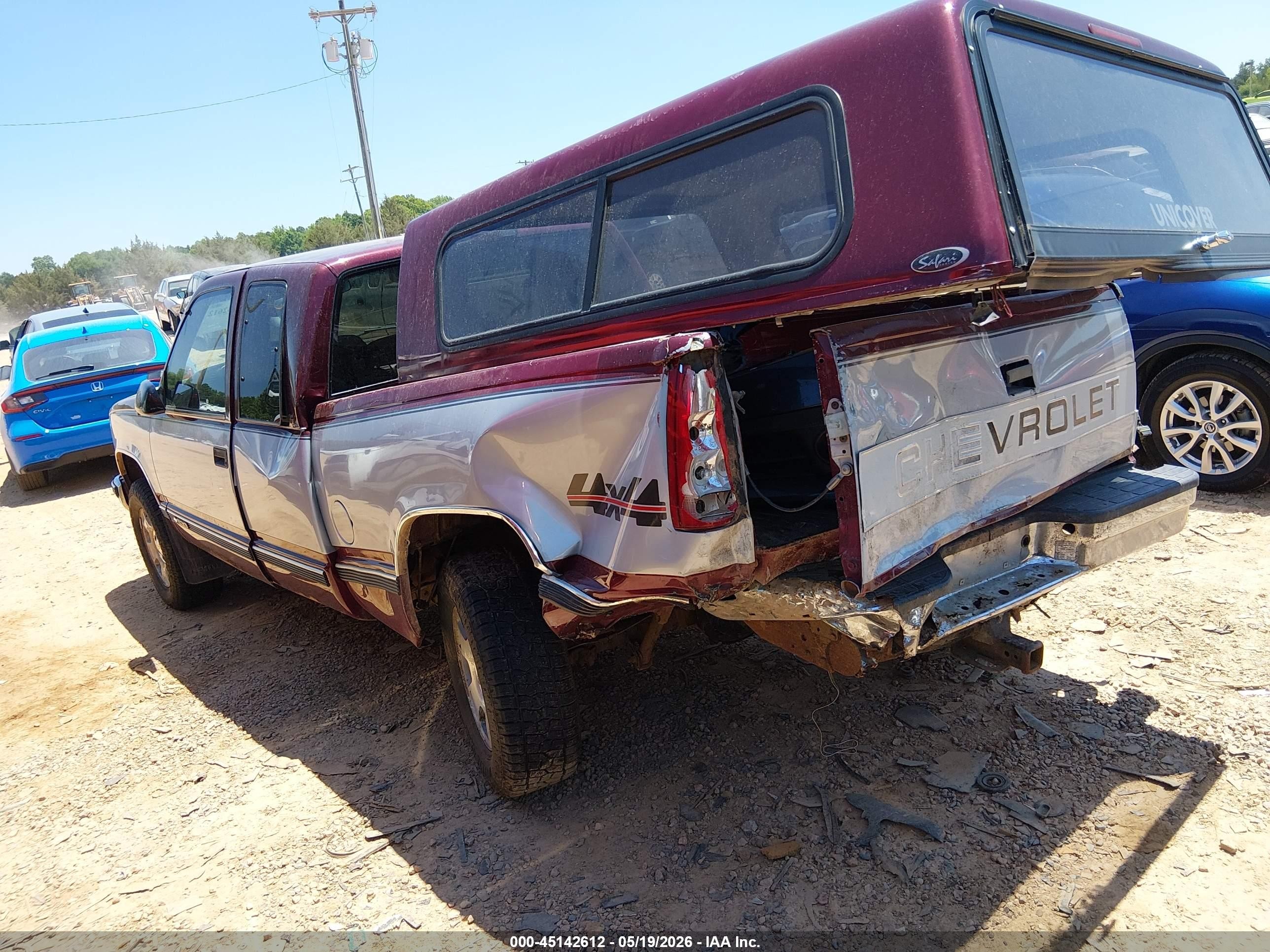 1996 Chevrolet Gmt-400 K1500 Burgundy vin: 1GCEK19M5TE187660