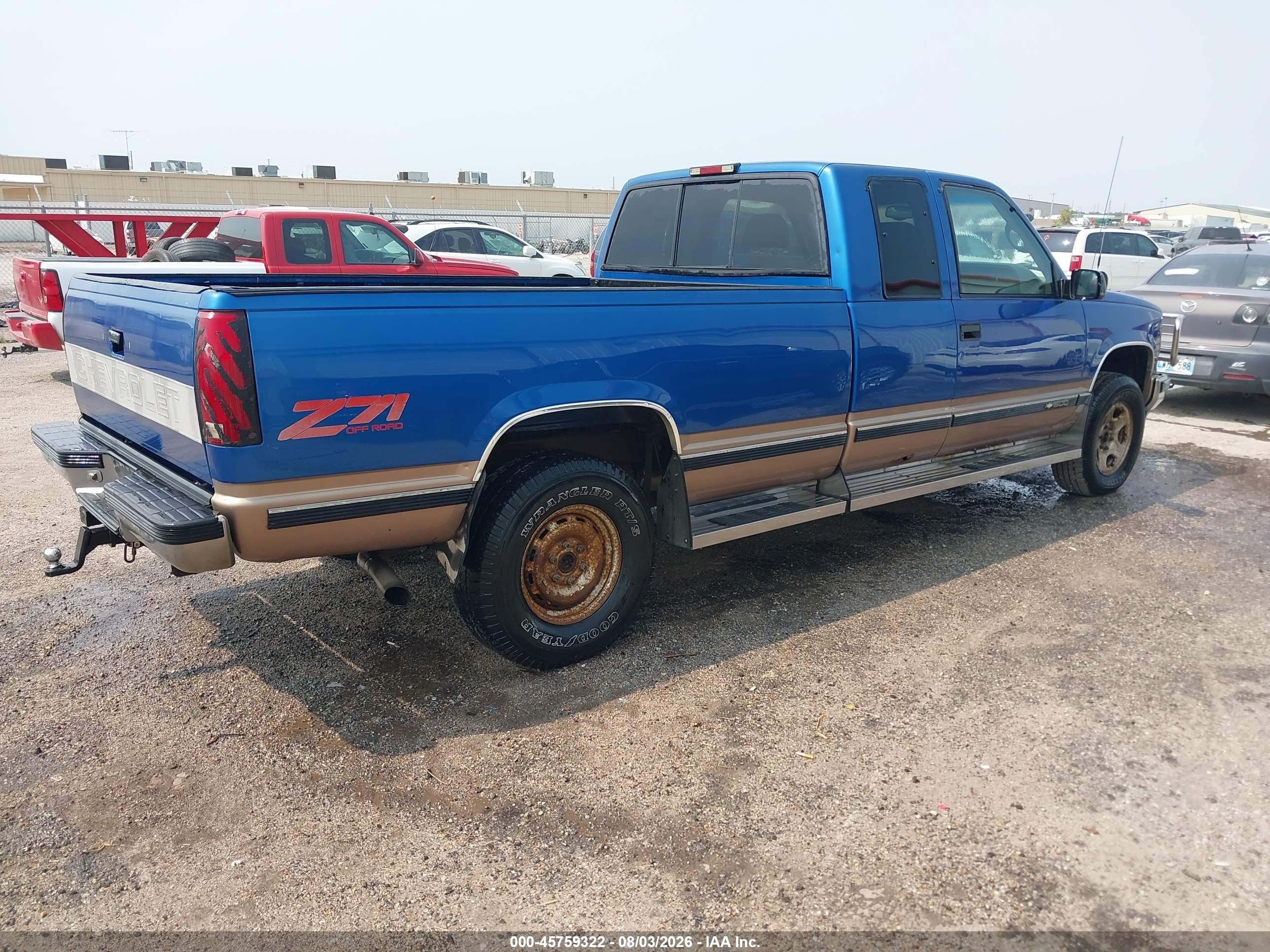 1997 Chevrolet C/k 1500 Fleetside Blue vin: 1GCEK19R2VE145364
