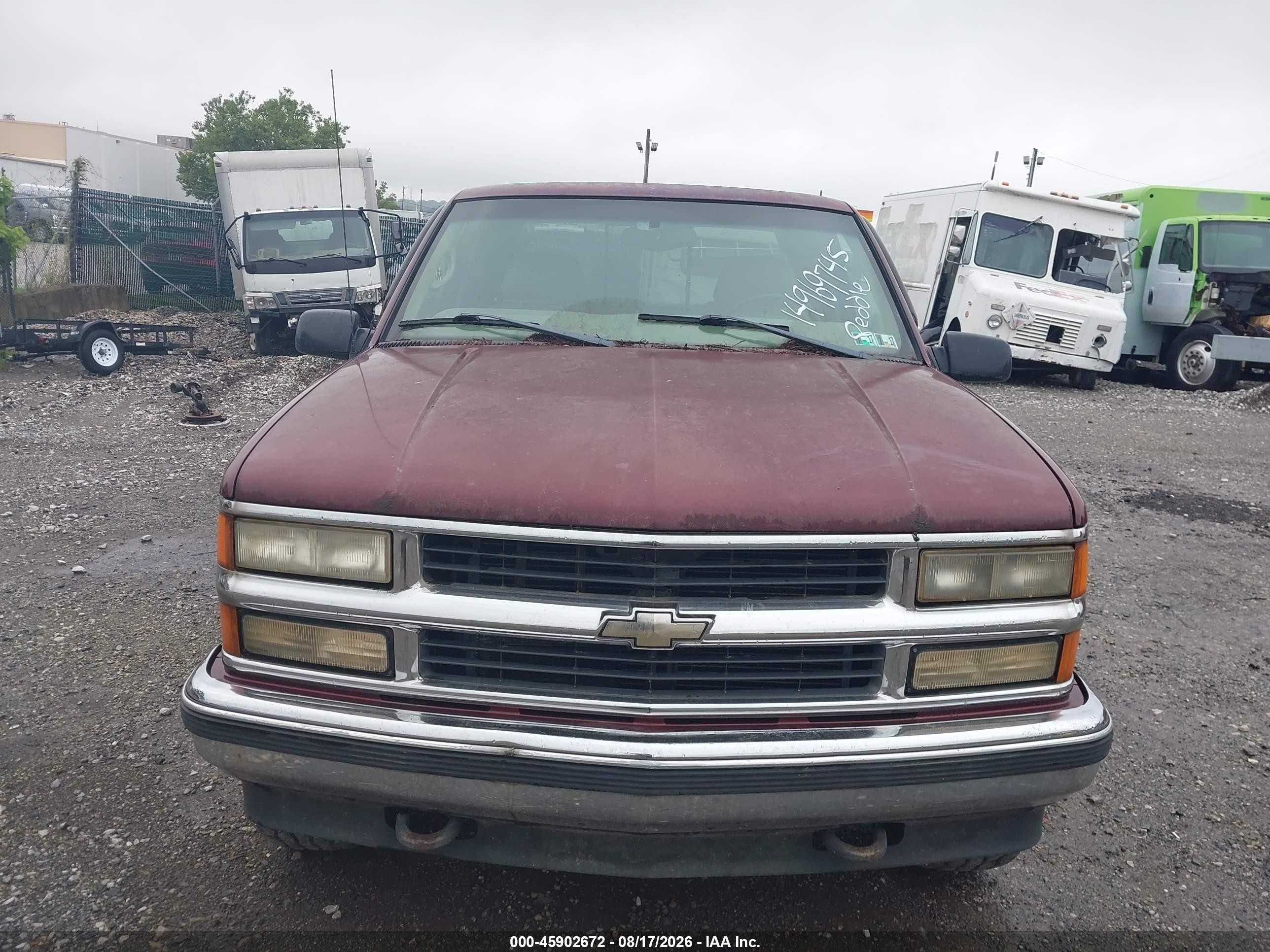 1998 Chevrolet C/k 1500 Silverado Fleetside Burgundy vin: 1GCEK19R3WE114514