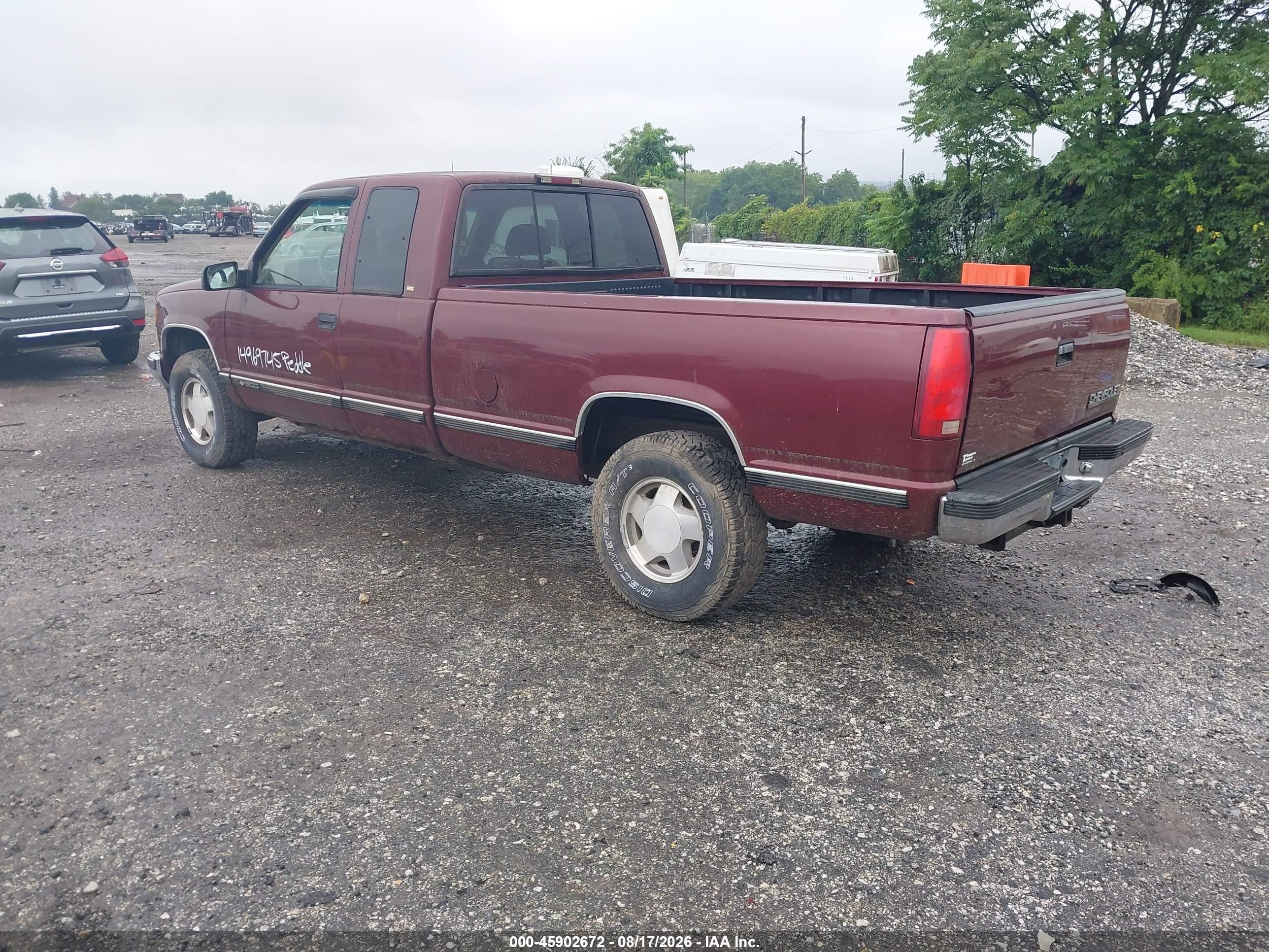 1998 Chevrolet C/k 1500 Silverado Fleetside Burgundy vin: 1GCEK19R3WE114514