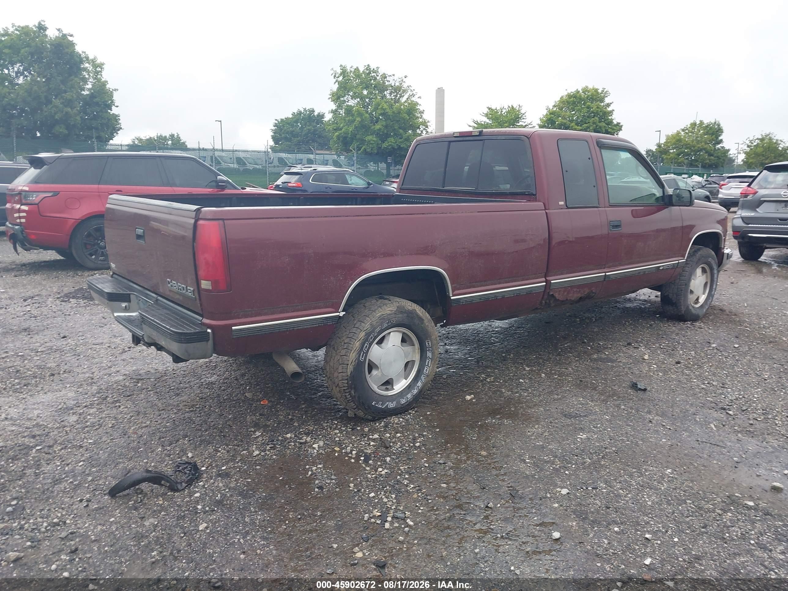 1998 Chevrolet C/k 1500 Silverado Fleetside Burgundy vin: 1GCEK19R3WE114514