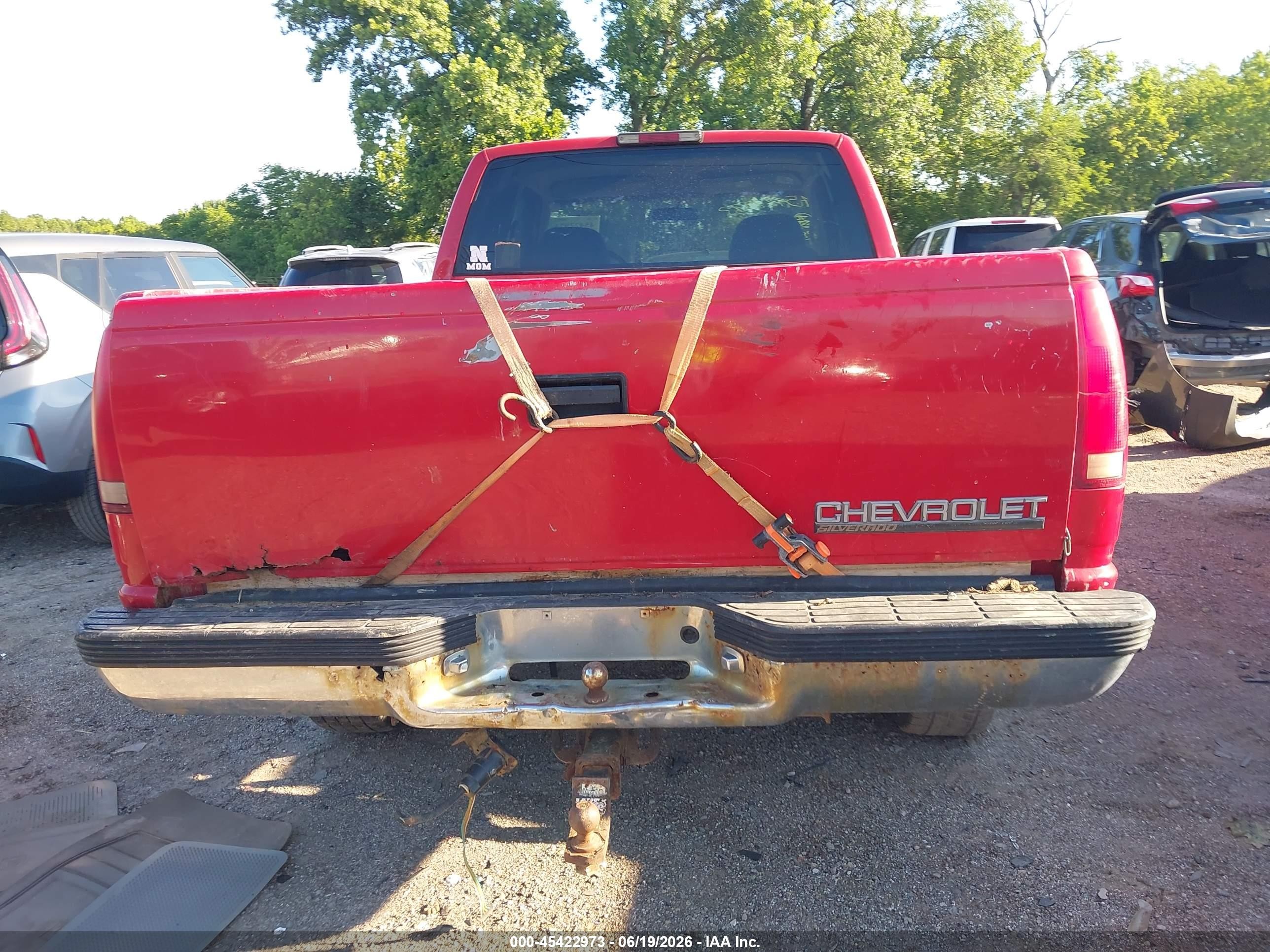 1998 Chevrolet C/k 1500 Fleetside Red vin: 1GCEK19R5WE146168