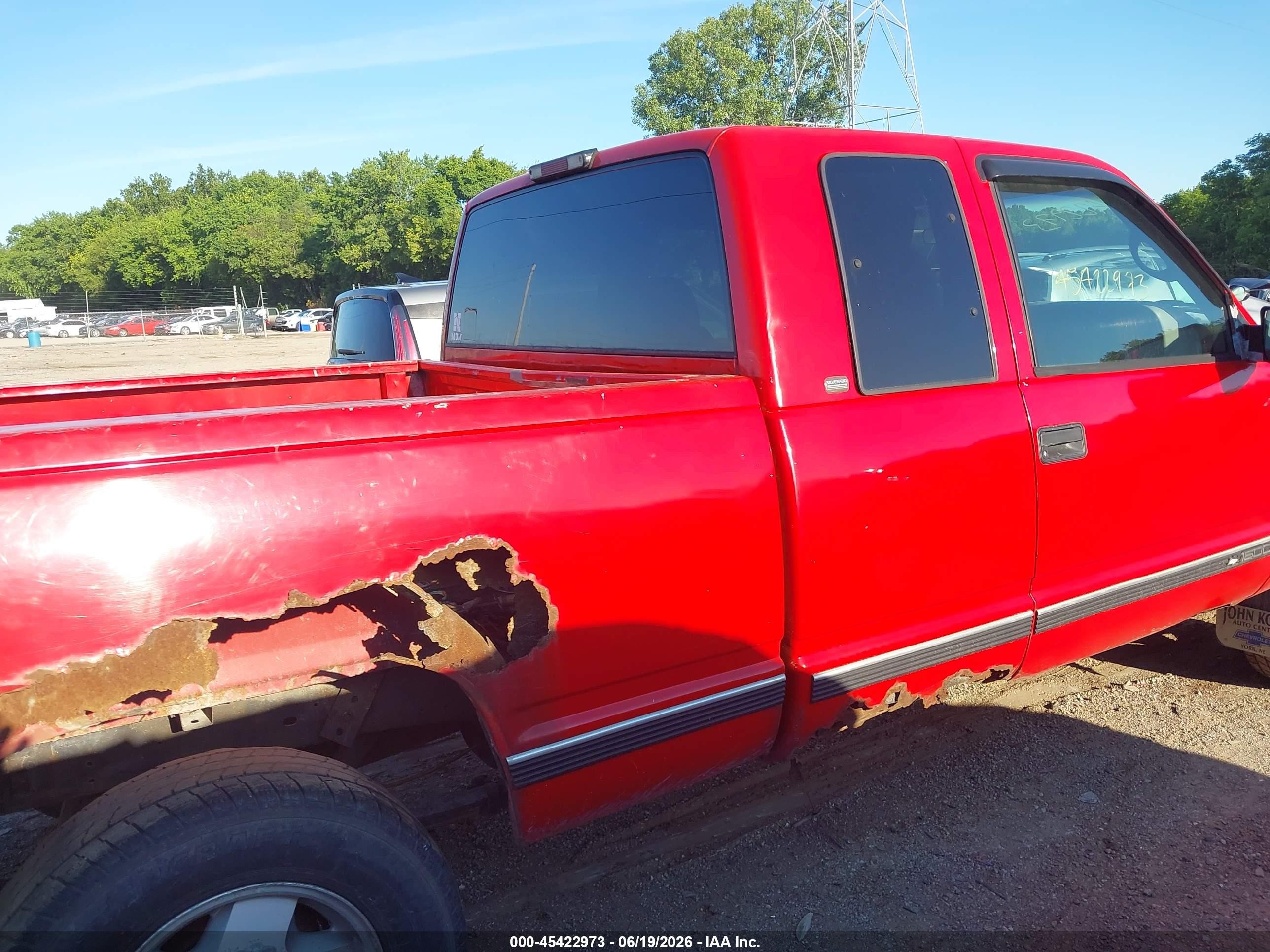 1998 Chevrolet C/k 1500 Fleetside Red vin: 1GCEK19R5WE146168