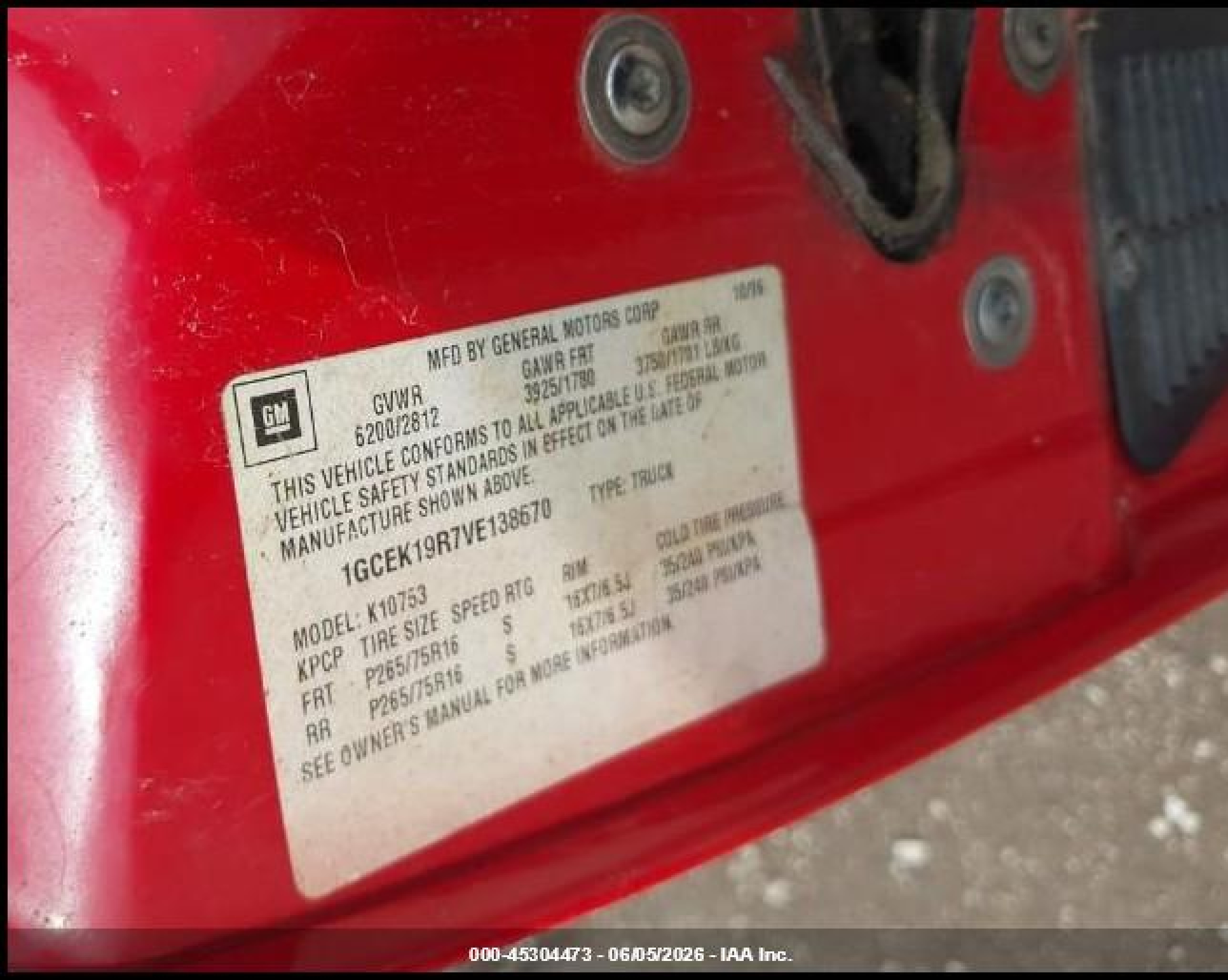 1997 Chevrolet K1500 Fleetside Red vin: 1GCEK19R7VE138670