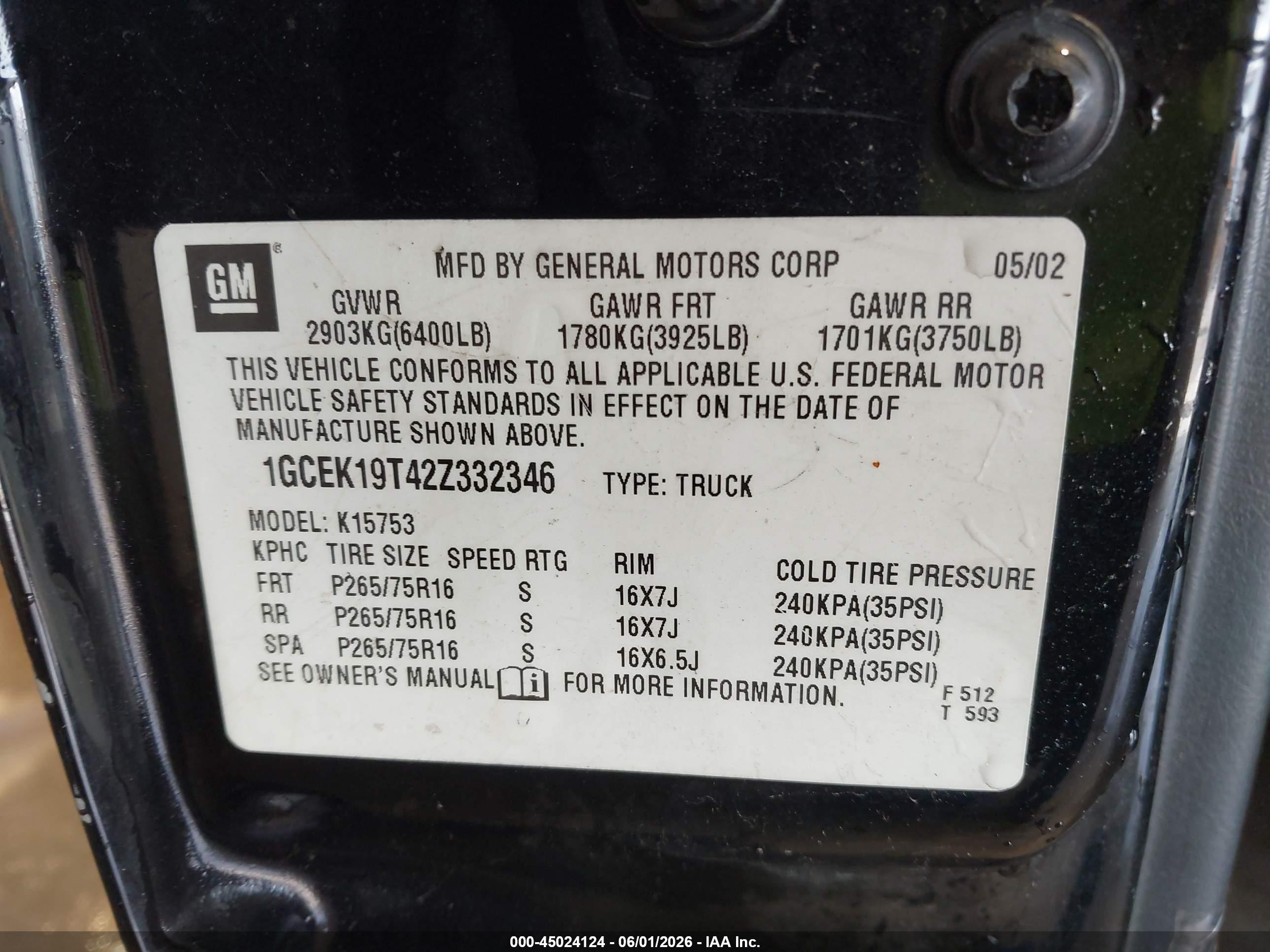 2002 Chevrolet Silverado 1500 Lt Черный vin: 1GCEK19T42Z332346