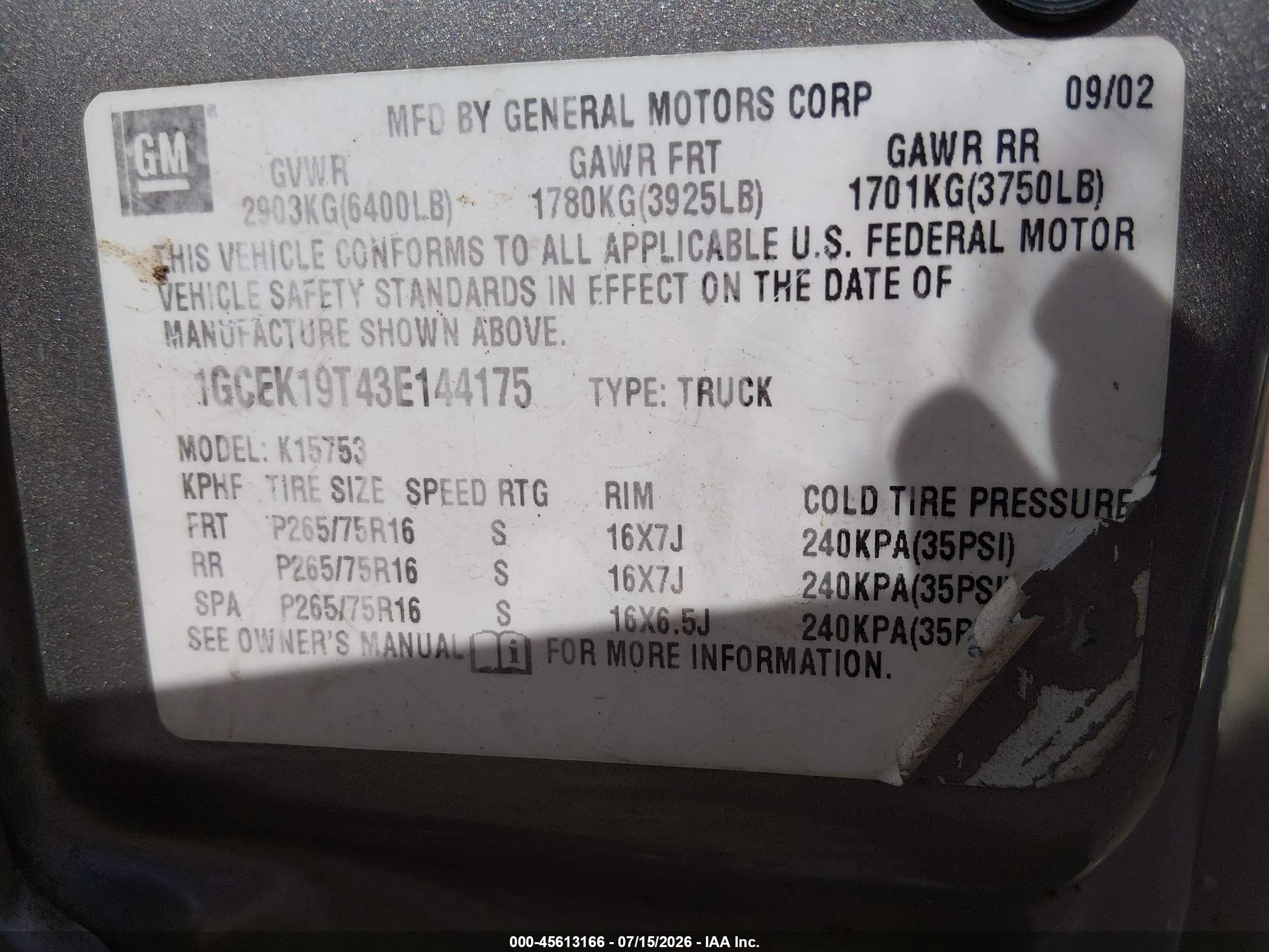 2003 Chevrolet Silverado 1500 Ls Gray vin: 1GCEK19T43E144175