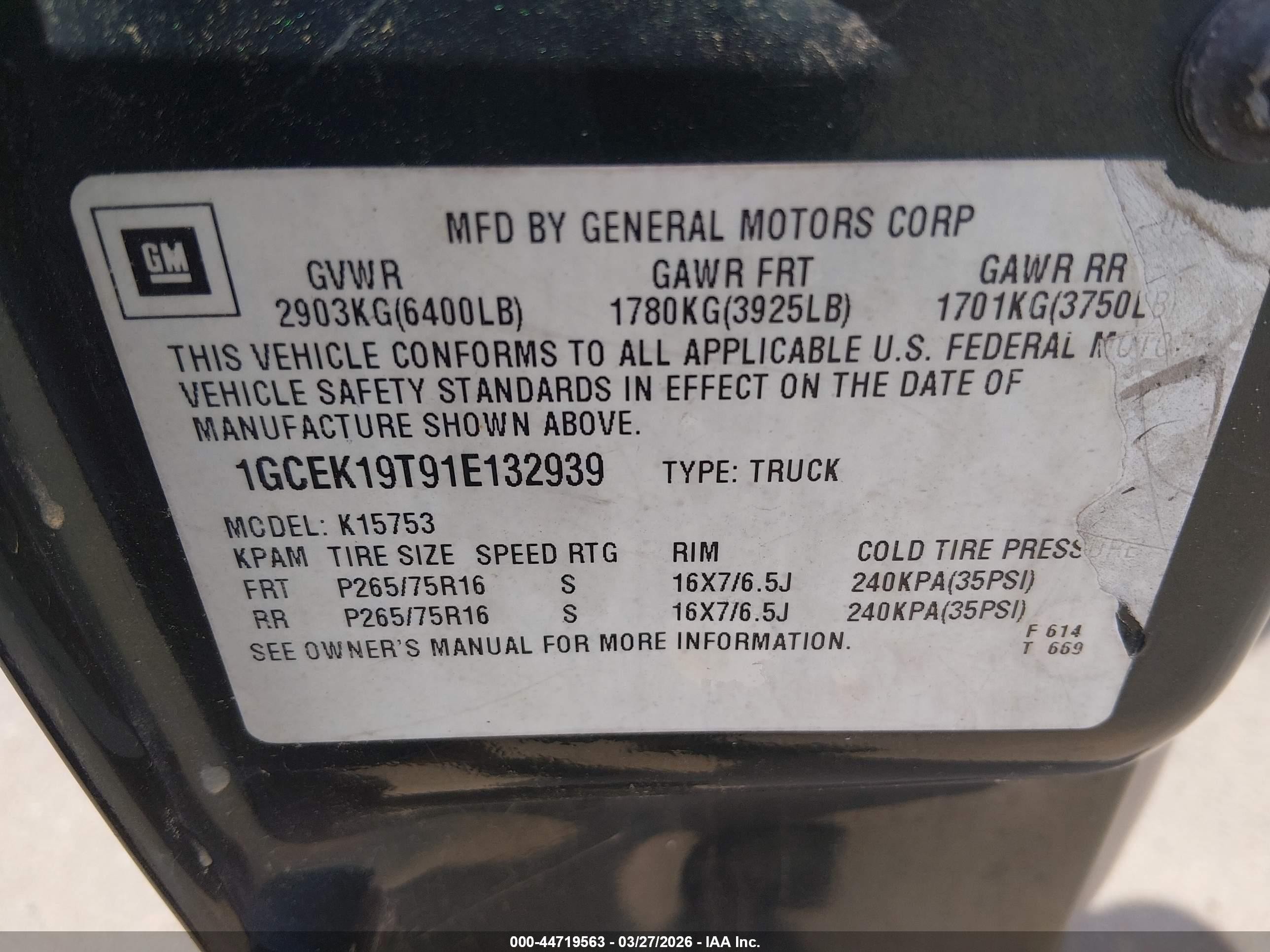 2001 Chevrolet Silverado 1500 Ls Green vin: 1GCEK19T91E132939