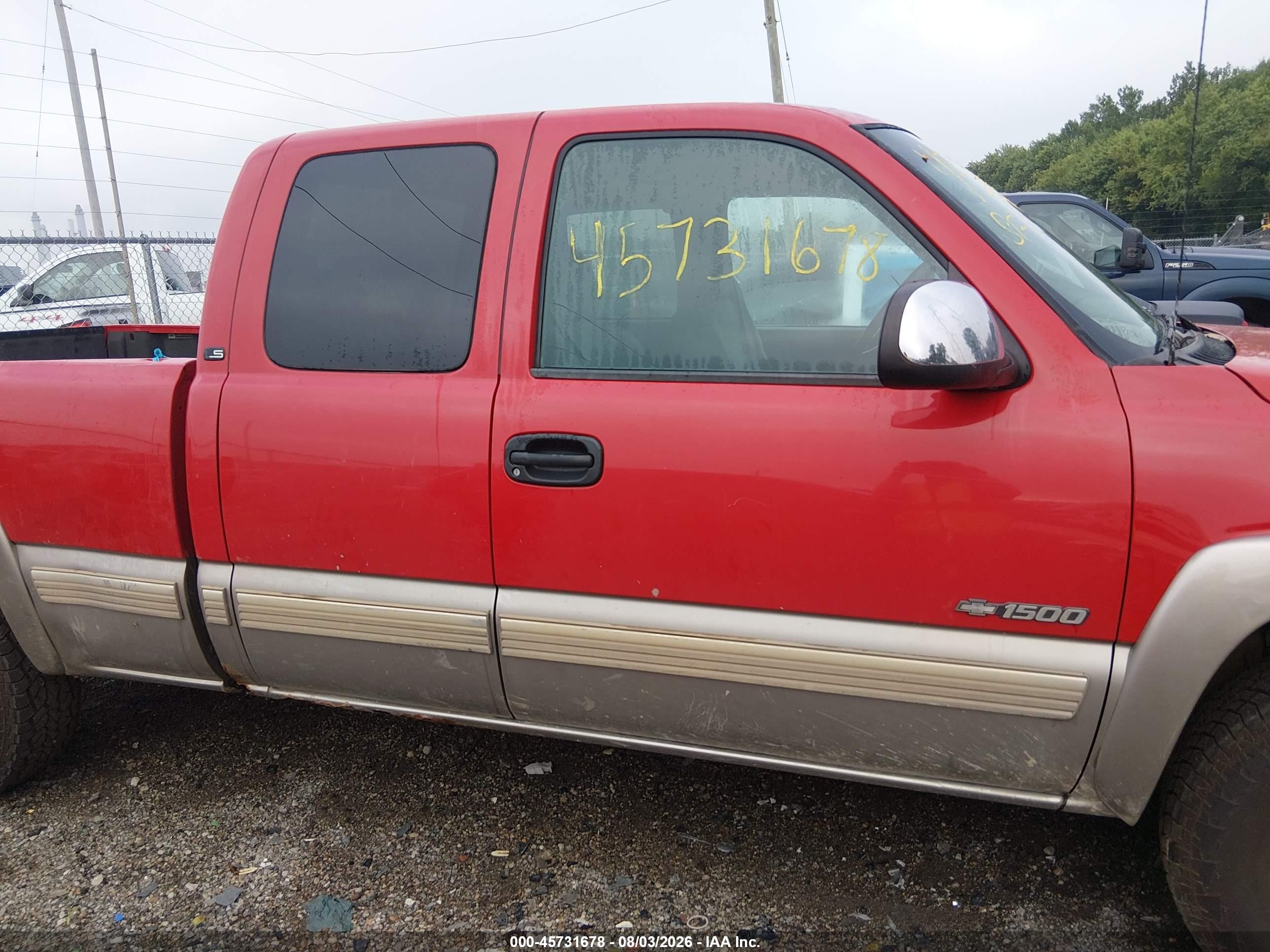 2001 Chevrolet Silverado 1500 Ls Red vin: 1GCEK19TX1E244763