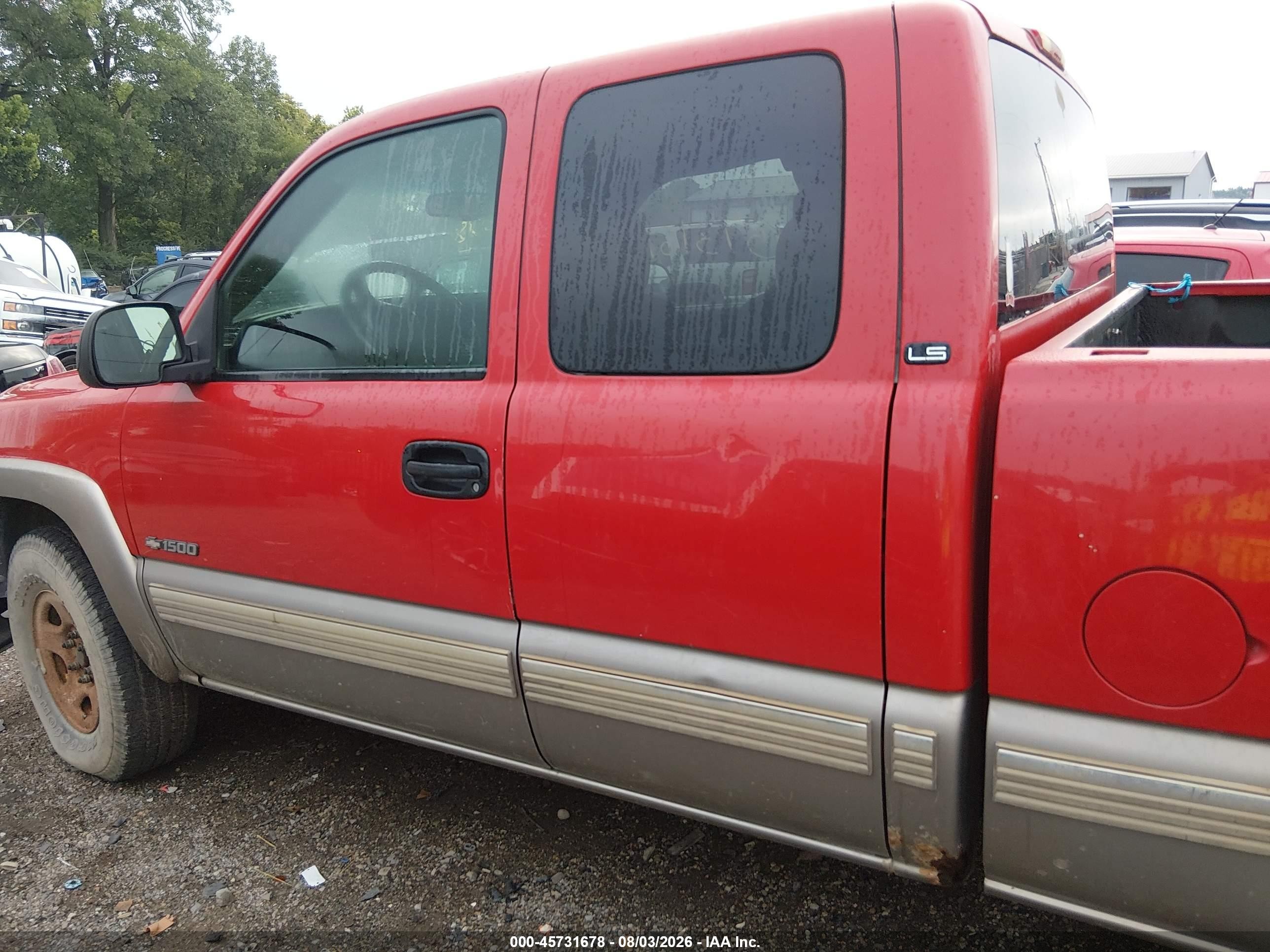 2001 Chevrolet Silverado 1500 Ls Red vin: 1GCEK19TX1E244763