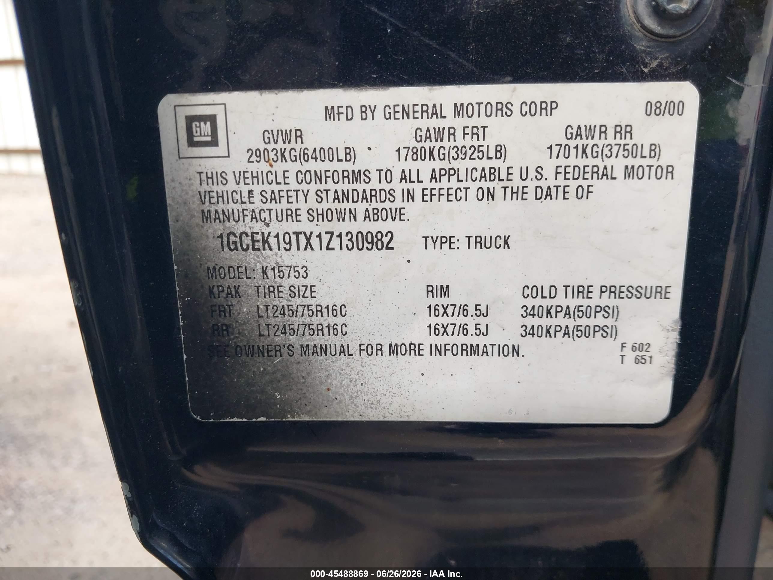 2001 Chevrolet Silverado 1500 Ls Black vin: 1GCEK19TX1Z130982