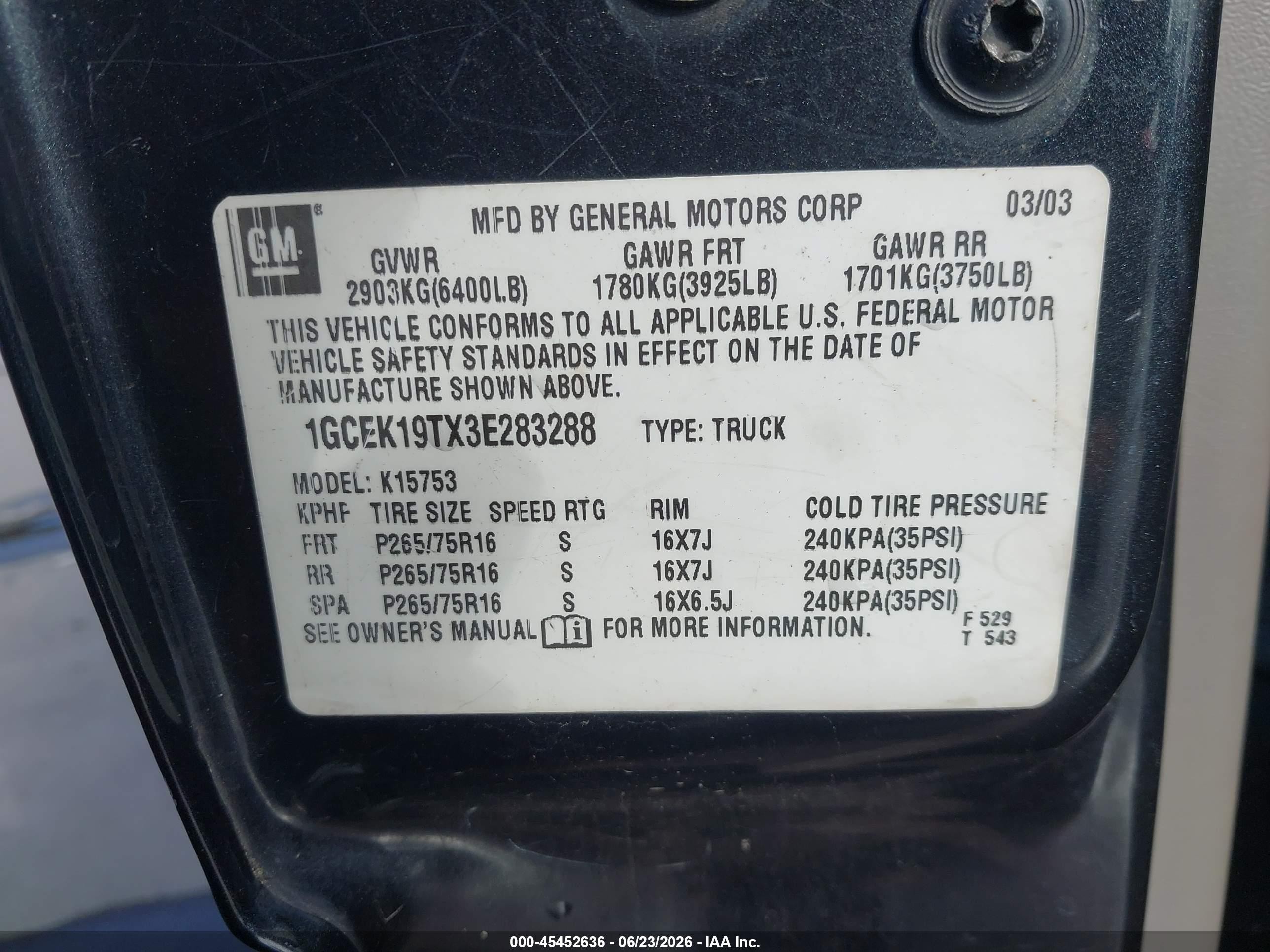 2003 Chevrolet Silverado 1500 Lt Серый vin: 1GCEK19TX3E283288