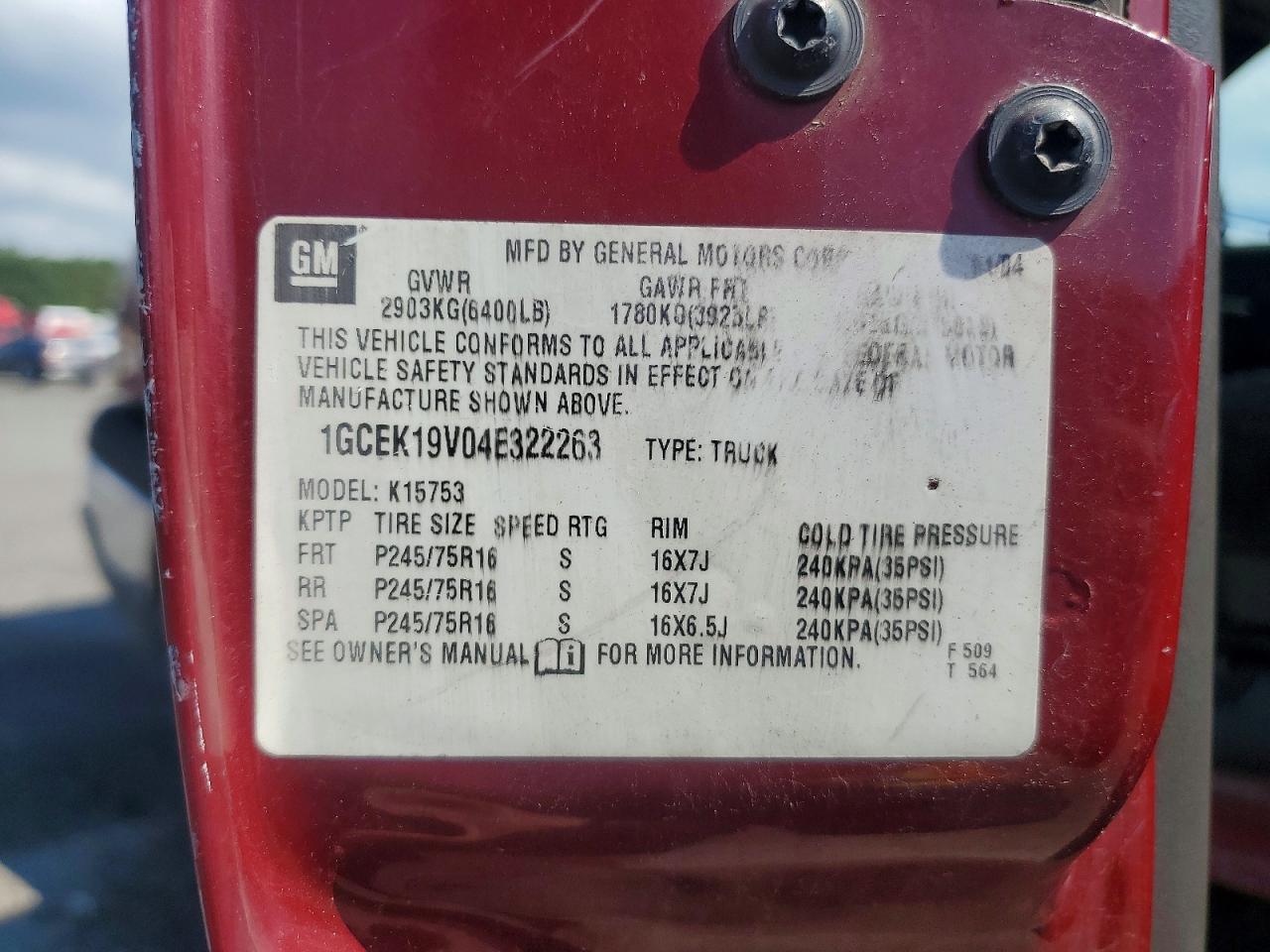 2004 Chevrolet Silverado K1500 Maroon vin: 1GCEK19V04E322263
