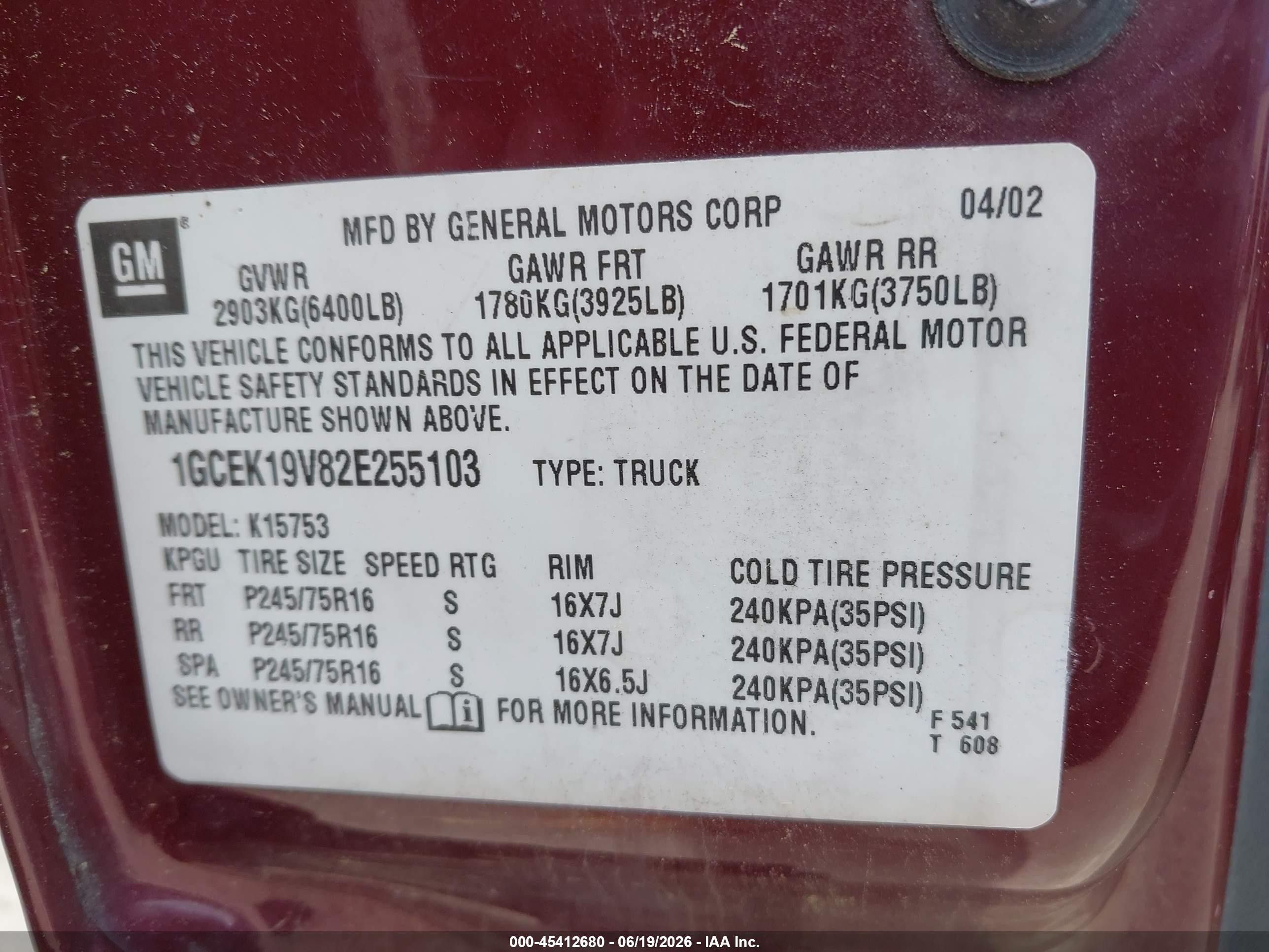 2002 Chevrolet Silverado 1500 Ls Maroon vin: 1GCEK19V82E255103