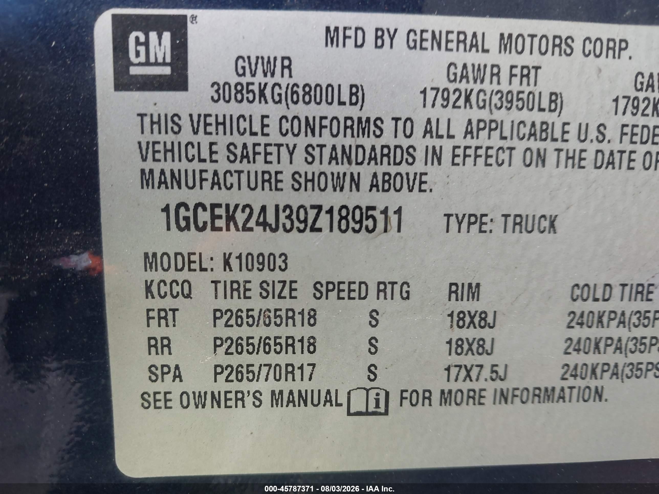 2009 Chevrolet Silverado 1500 Lt Blue vin: 1GCEK24J39Z189511