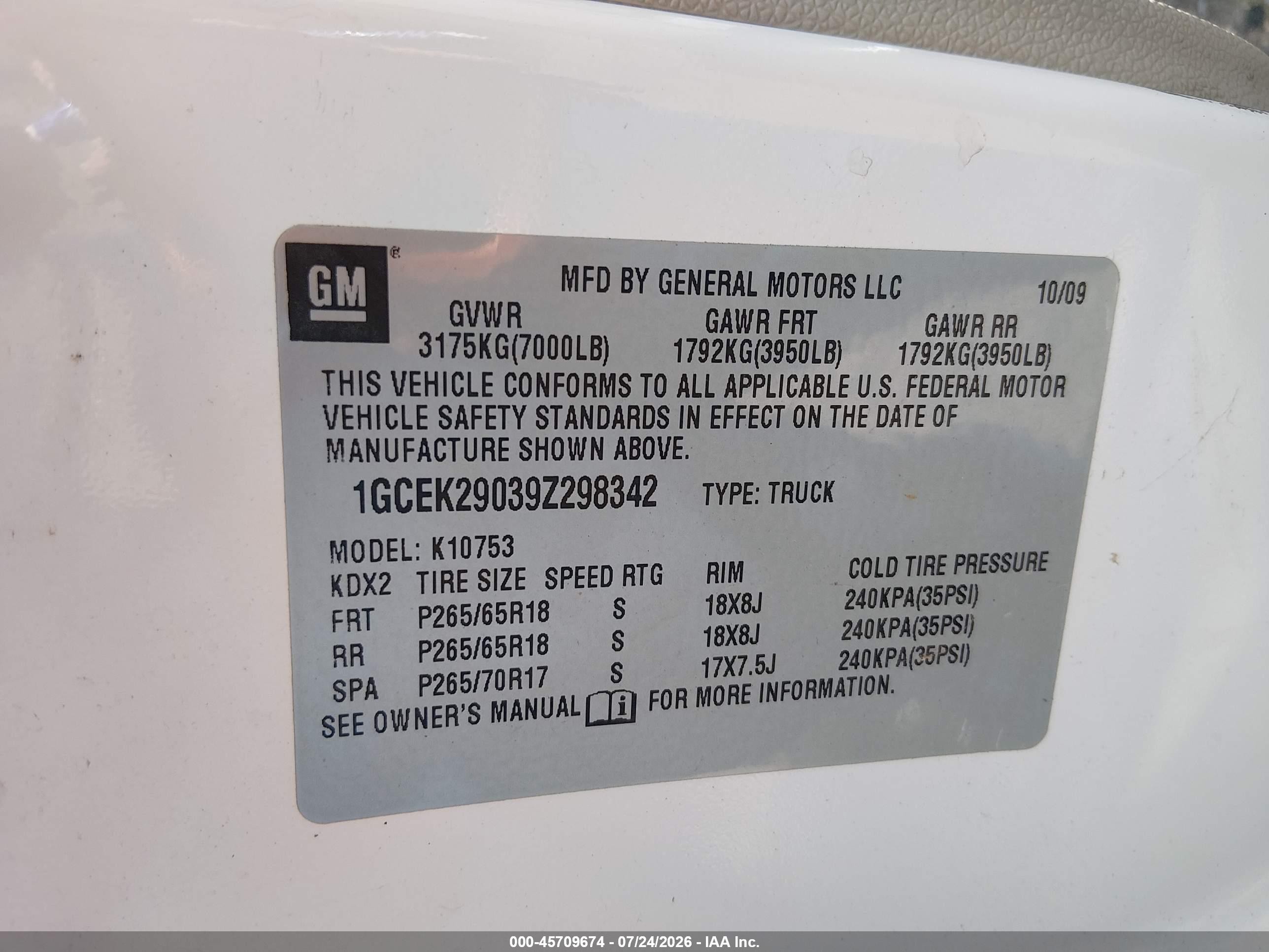 2009 Chevrolet Silverado 1500 Lt White vin: 1GCEK29039Z298342