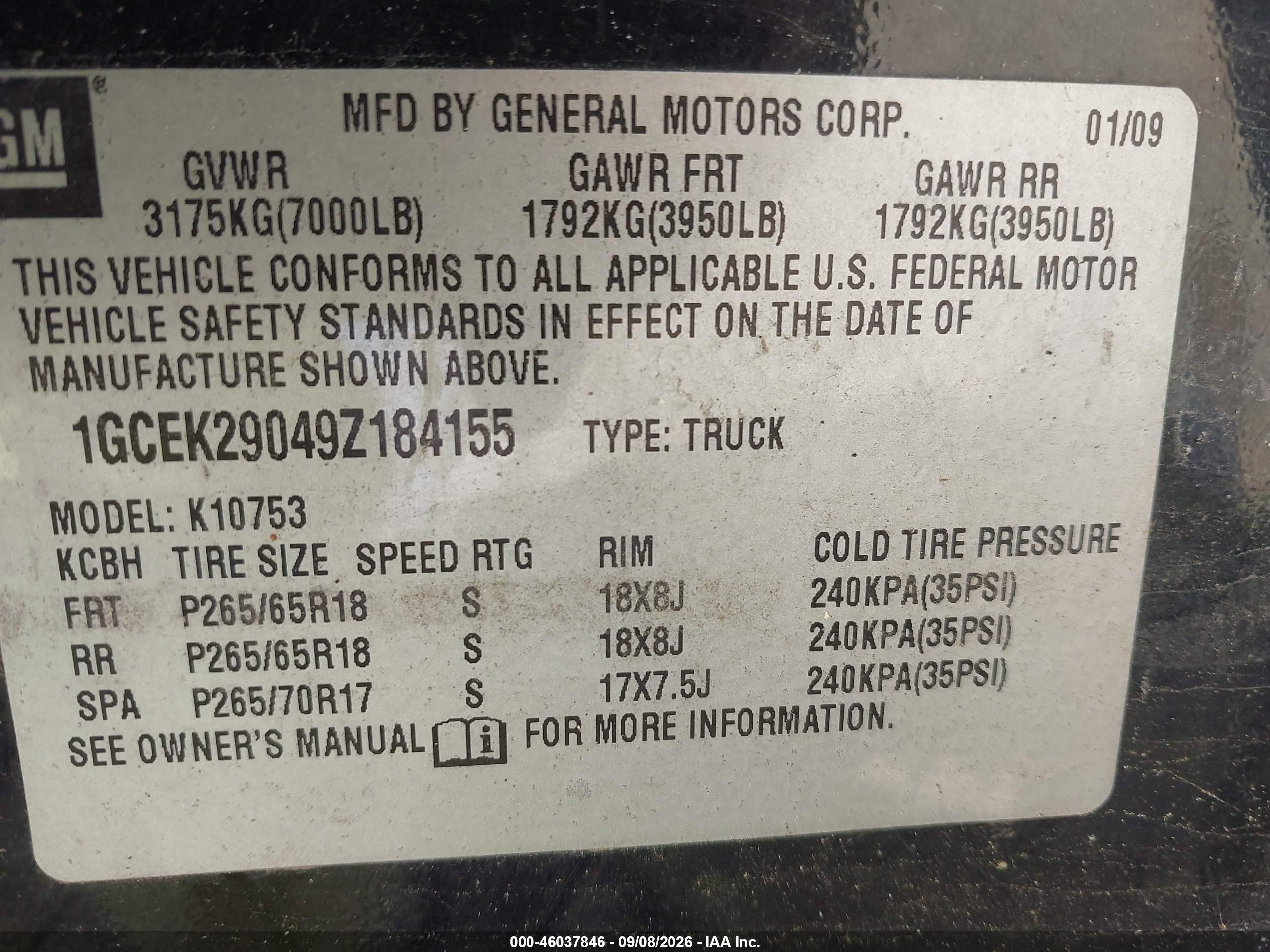 2009 Chevrolet Silverado 1500 Lt Black vin: 1GCEK29049Z184155