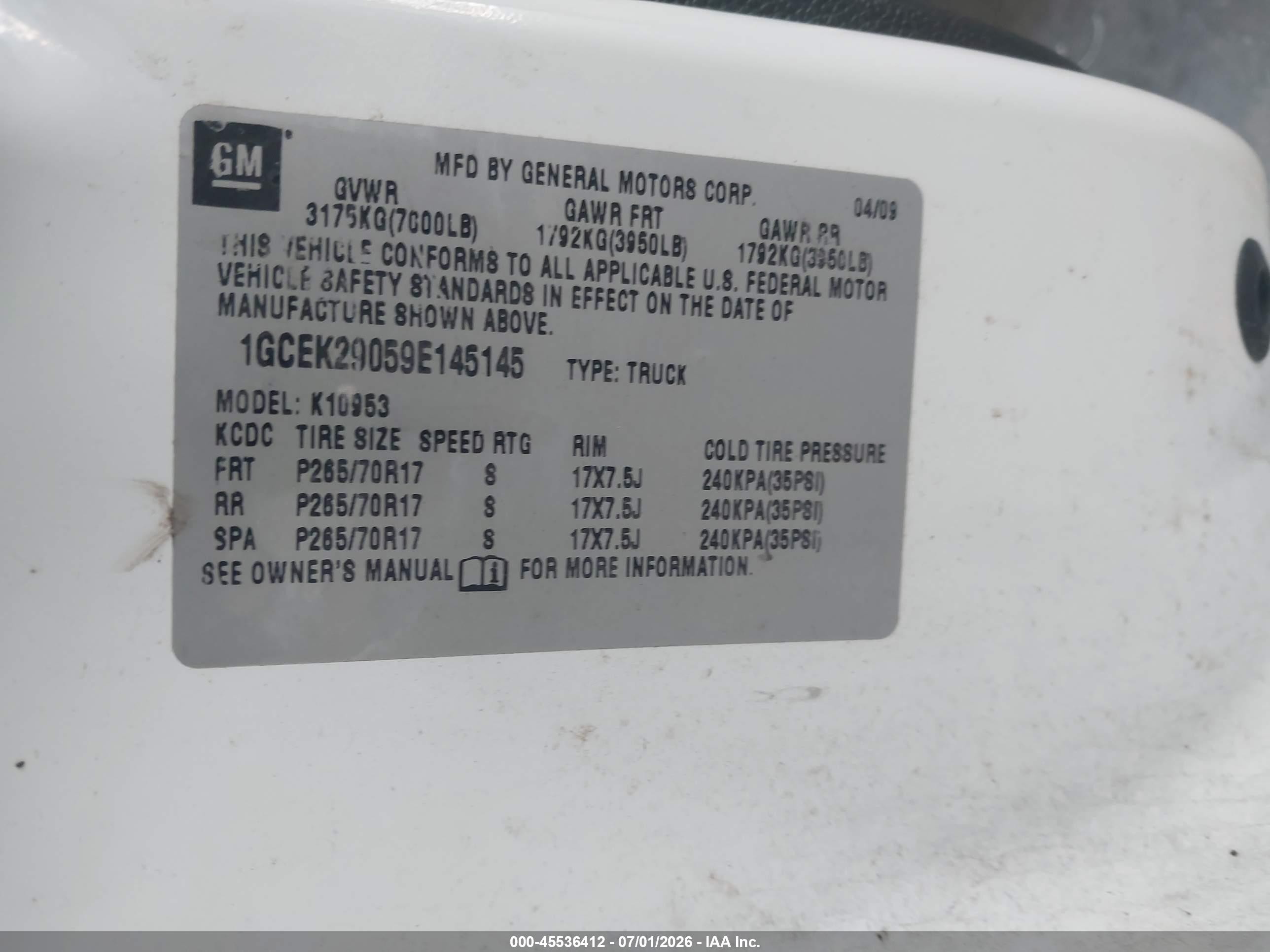 2009 Chevrolet Silverado 1500 Lt White vin: 1GCEK29059E145145