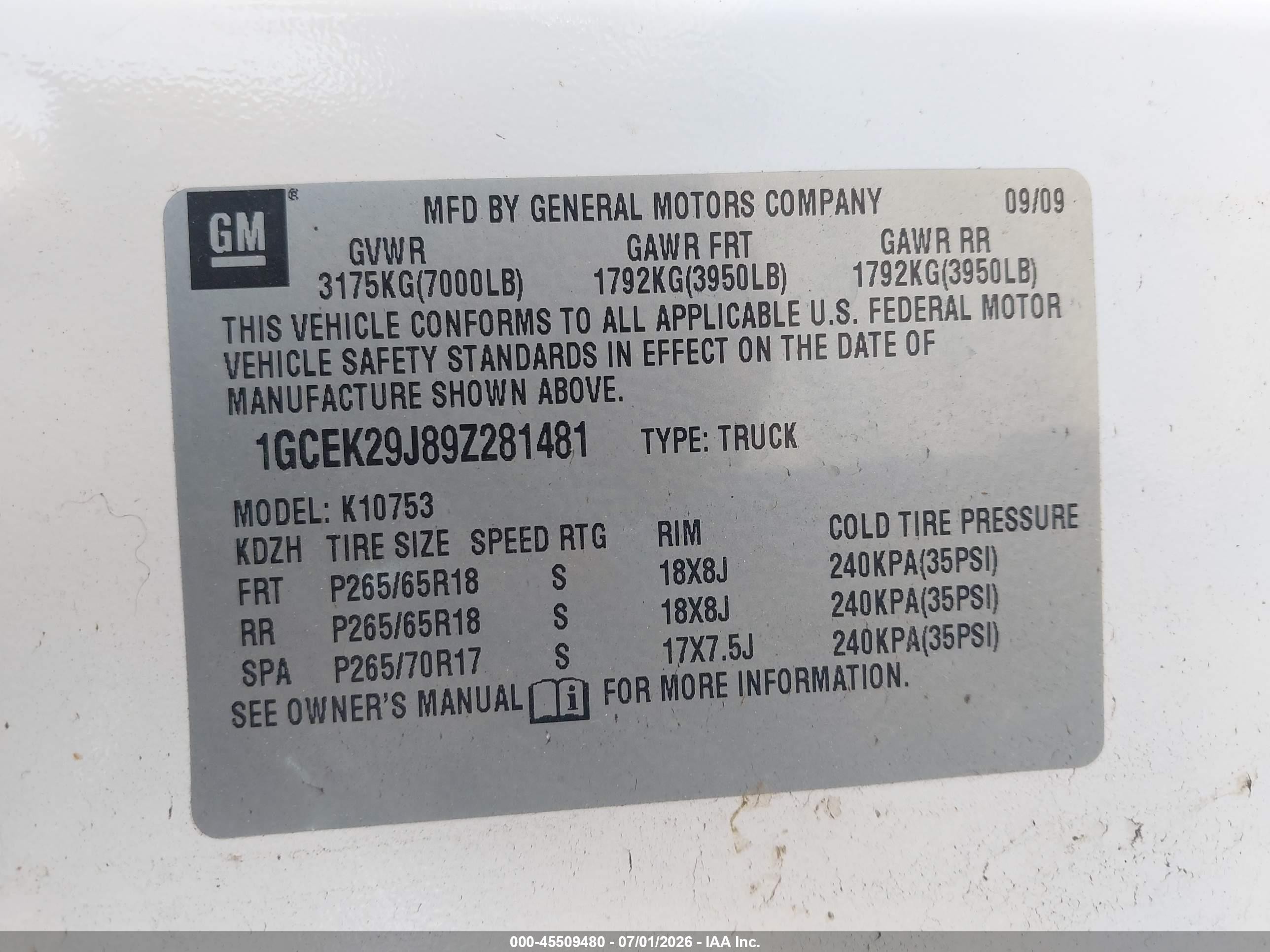 2009 Chevrolet Silverado 1500 Lt White vin: 1GCEK29J89Z281481