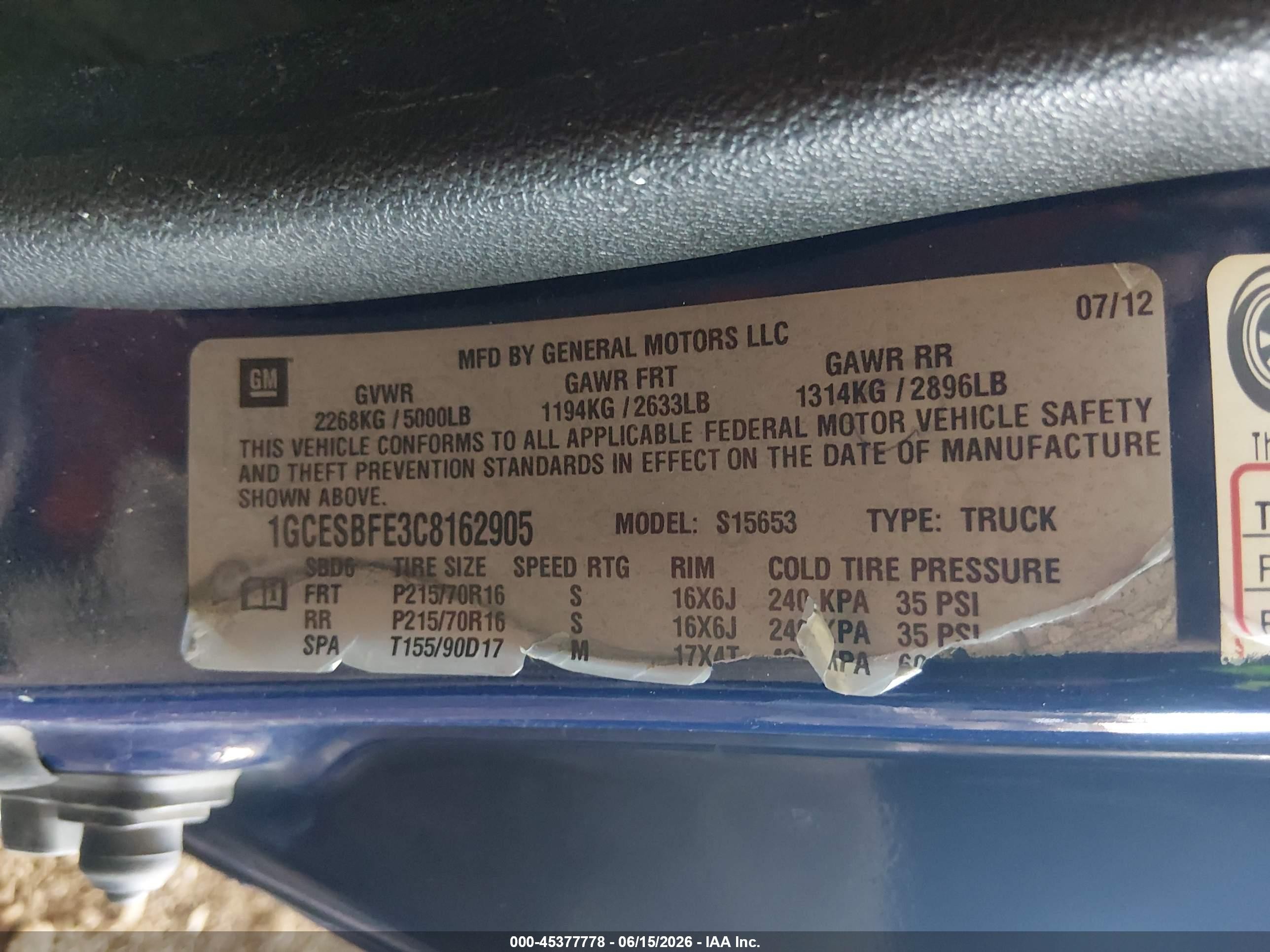 2012 Chevrolet Colorado Work Truck Blue vin: 1GCESBFE3C8162905