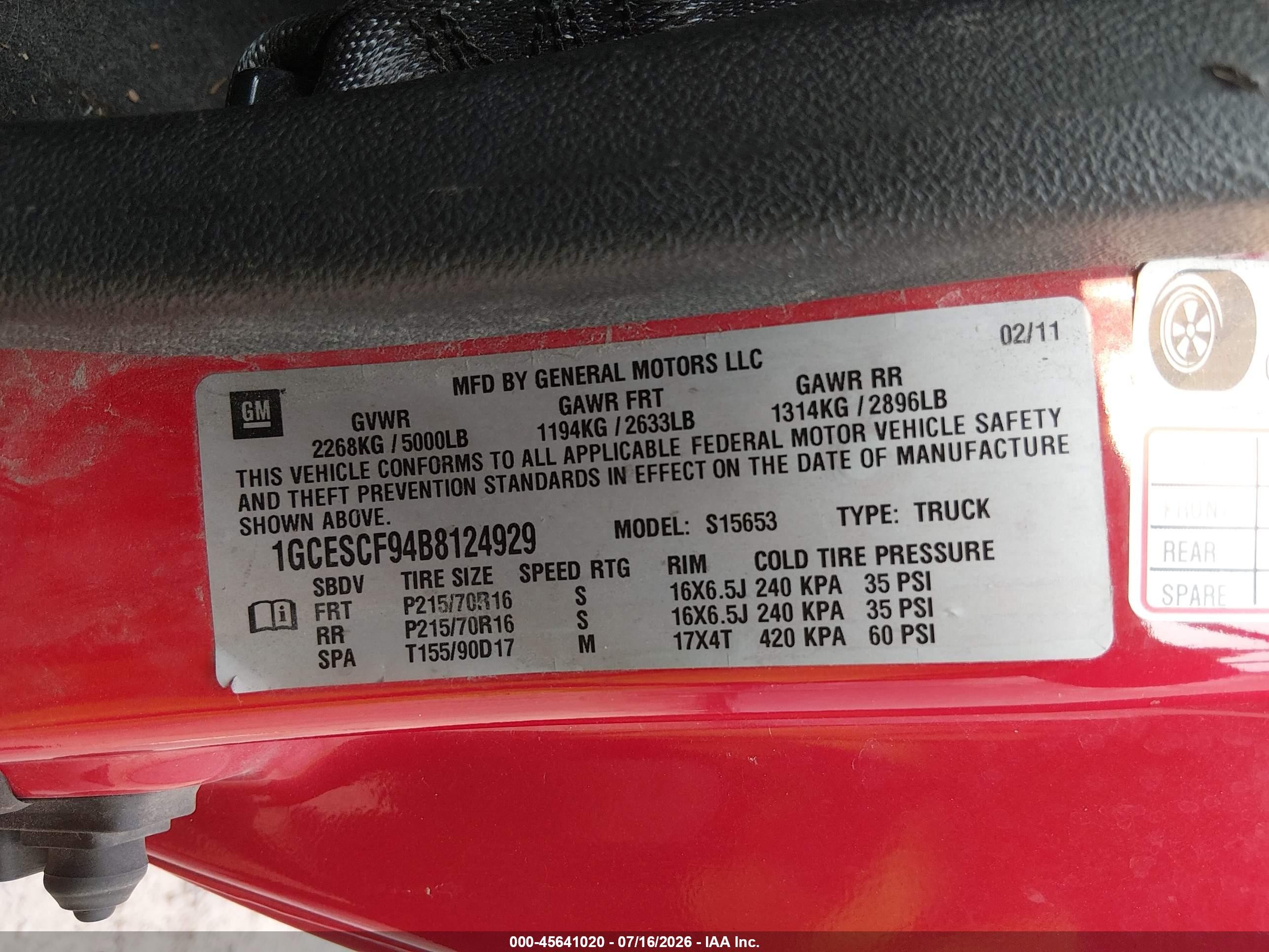 2011 Chevrolet Colorado 1lt Red vin: 1GCESCF94B8124929