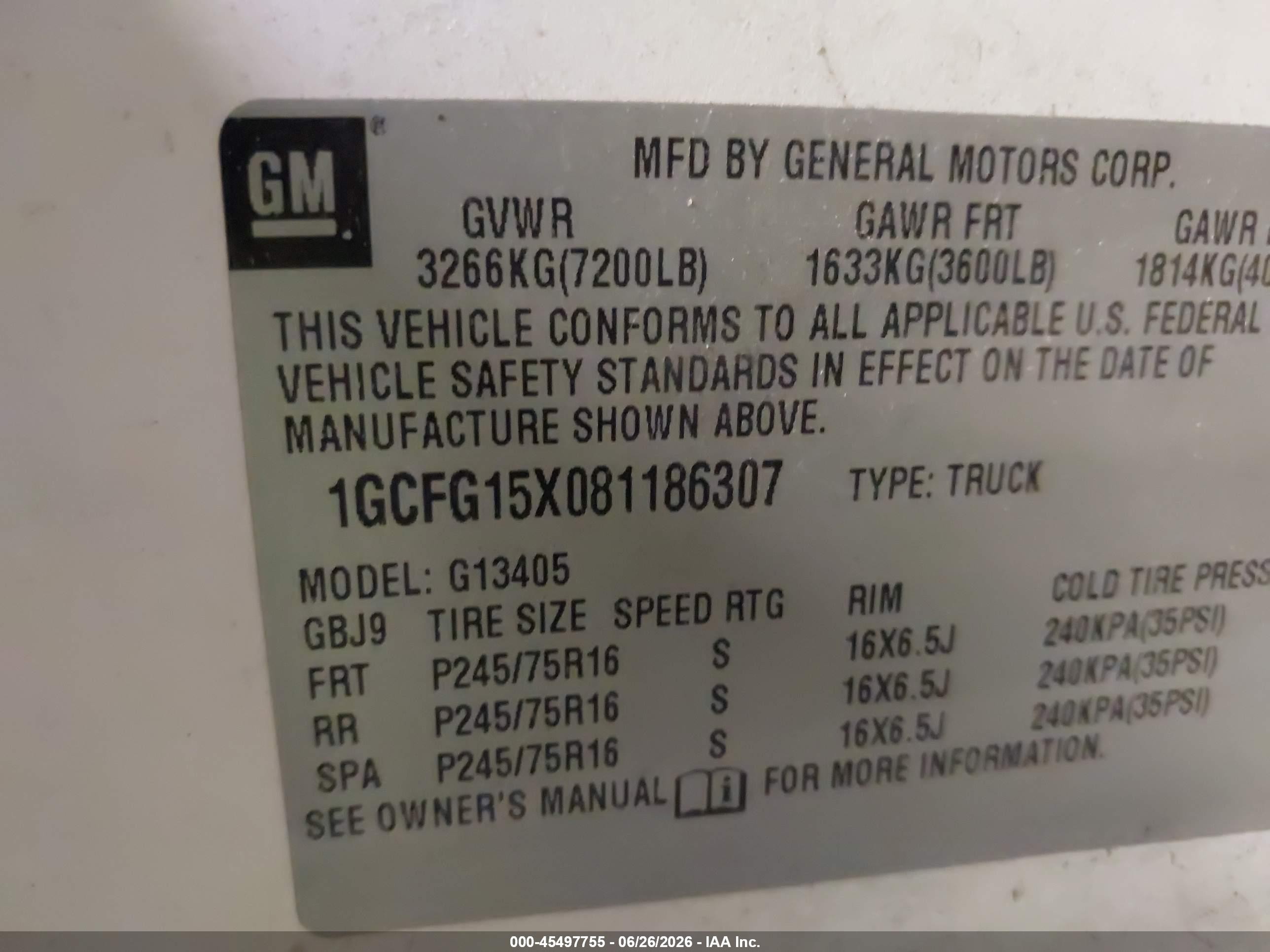 2008 Chevrolet Express Work Van White vin: 1GCFG15X081186307