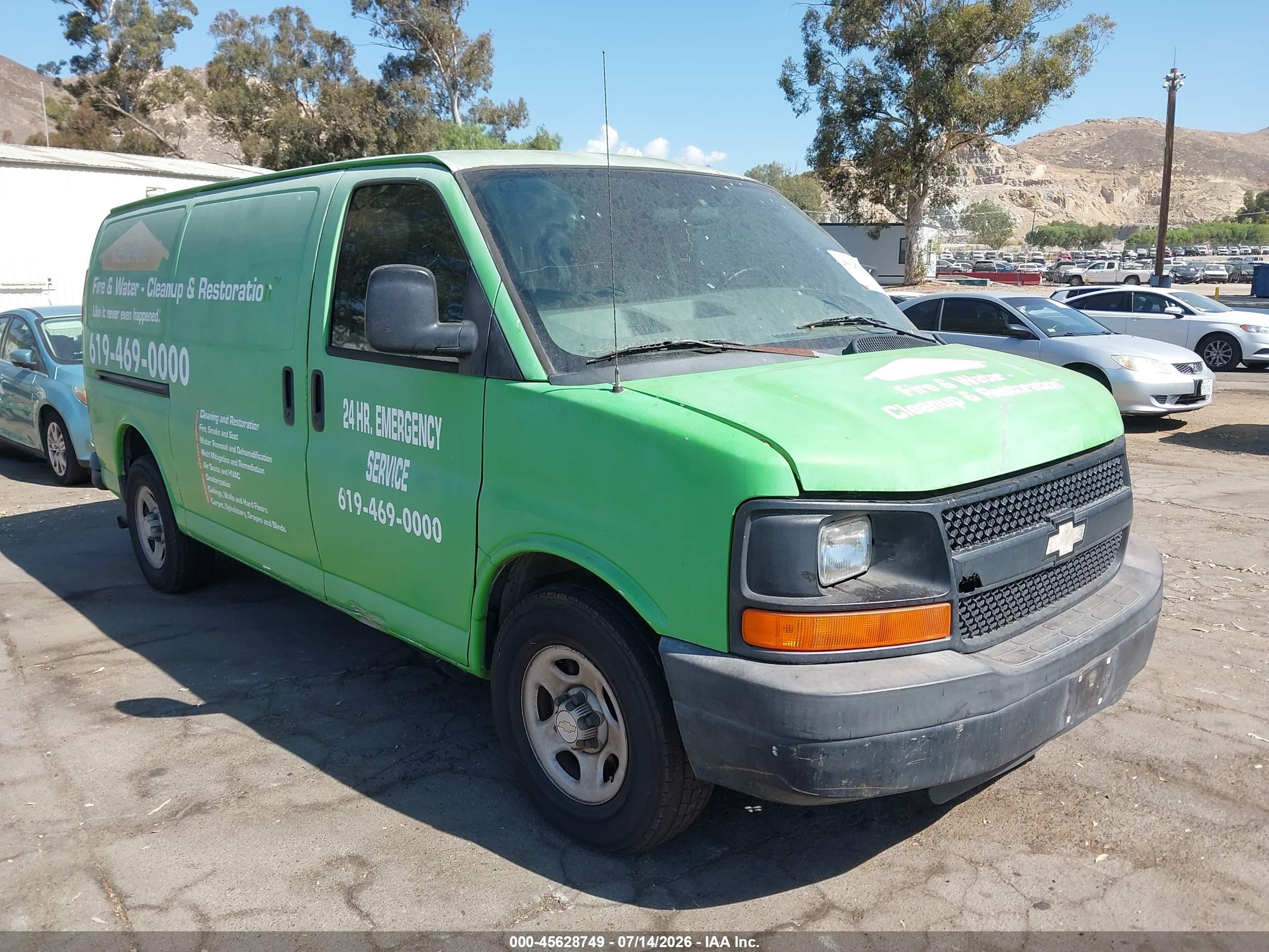 2008 Chevrolet Express Work Van Green vin: 1GCFG15X581157529