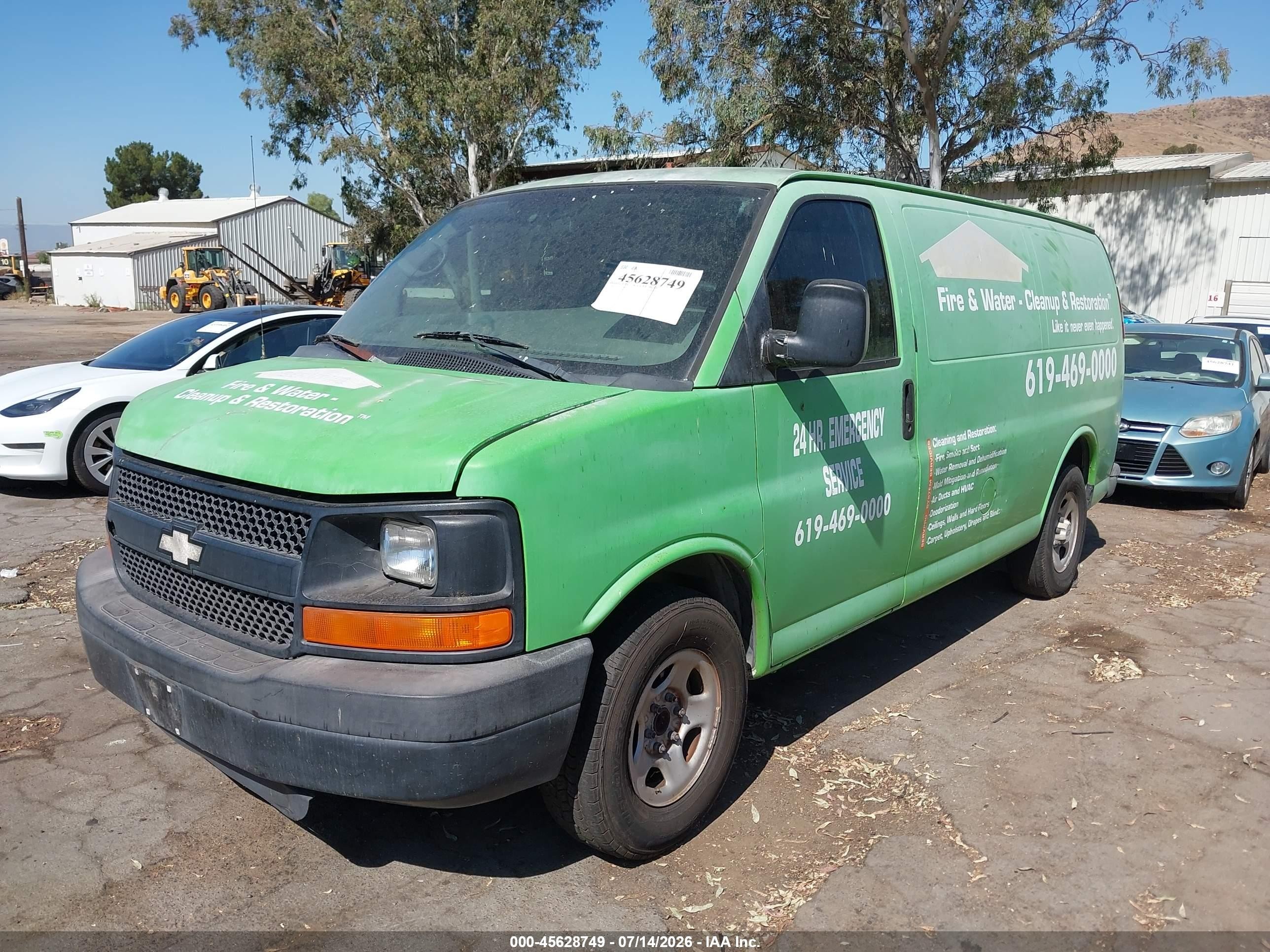 2008 Chevrolet Express Work Van Green vin: 1GCFG15X581157529