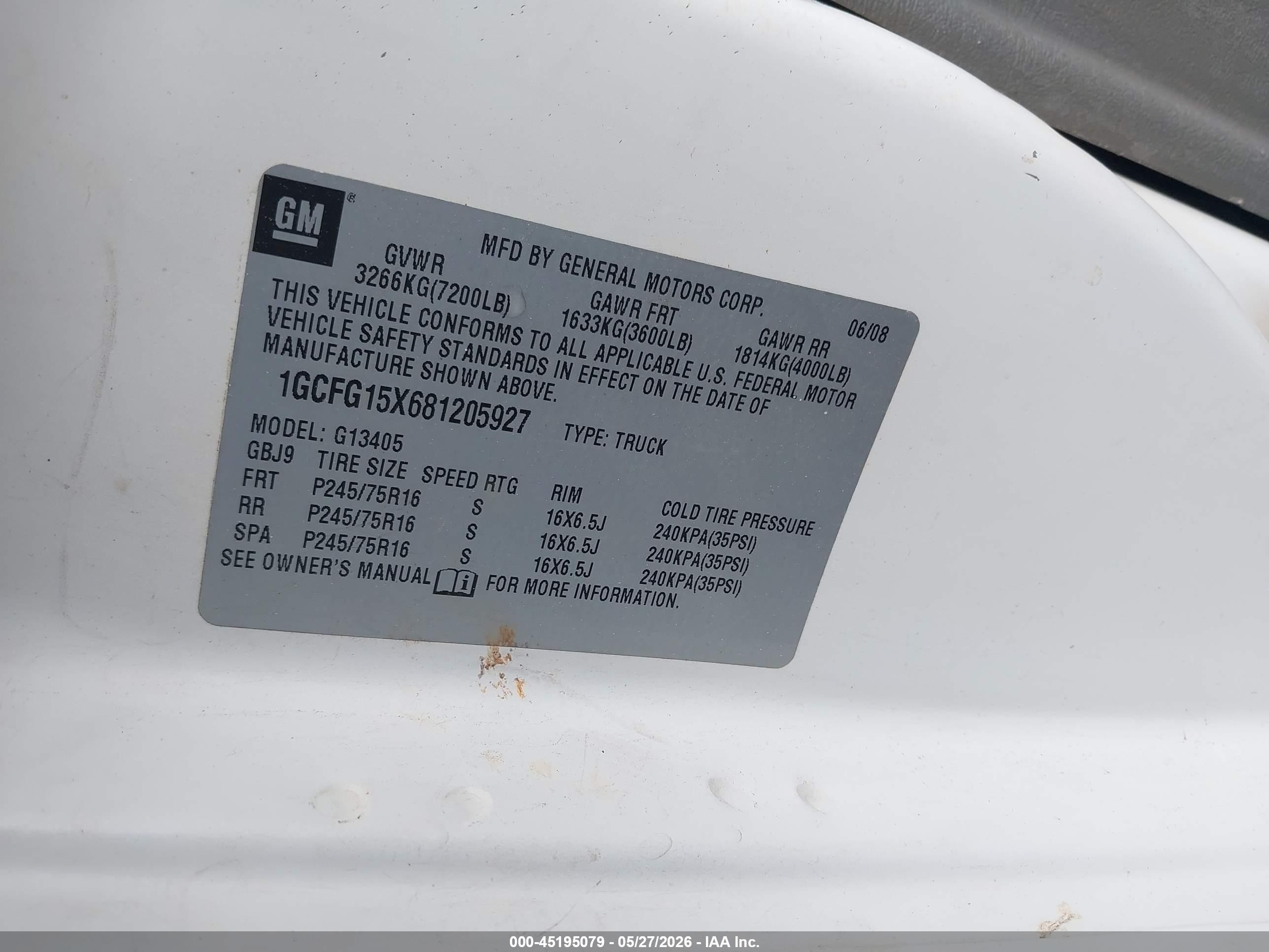 2008 Chevrolet Express Work Van White vin: 1GCFG15X681205927