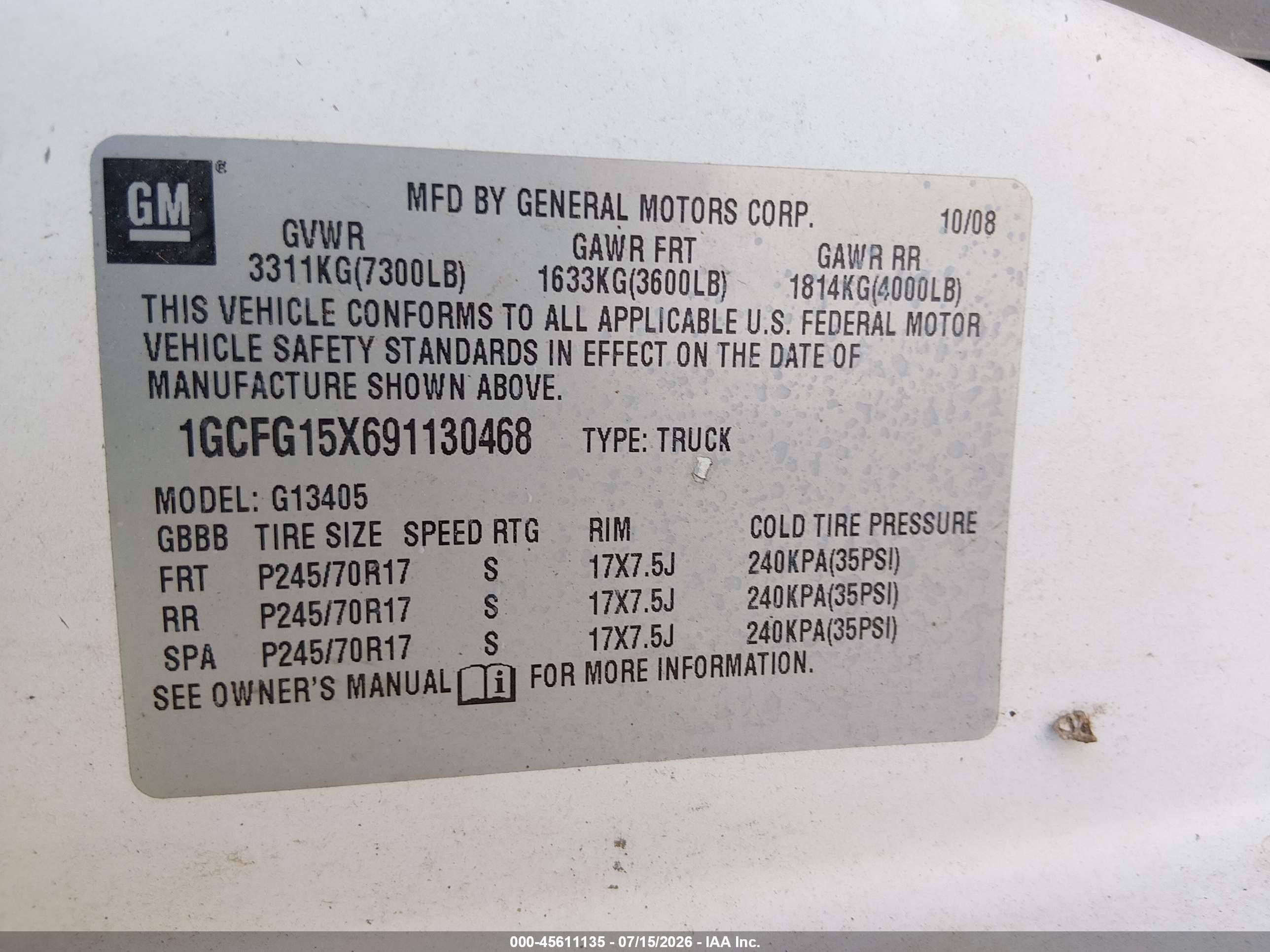 2009 Chevrolet Express Work Van White vin: 1GCFG15X691130468