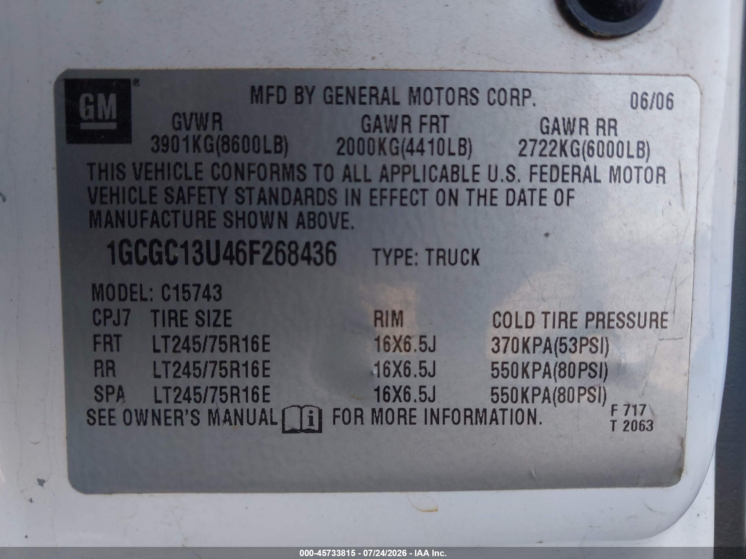 2006 Chevrolet Silverado 1500hd Lt1 White vin: 1GCGC13U46F268436