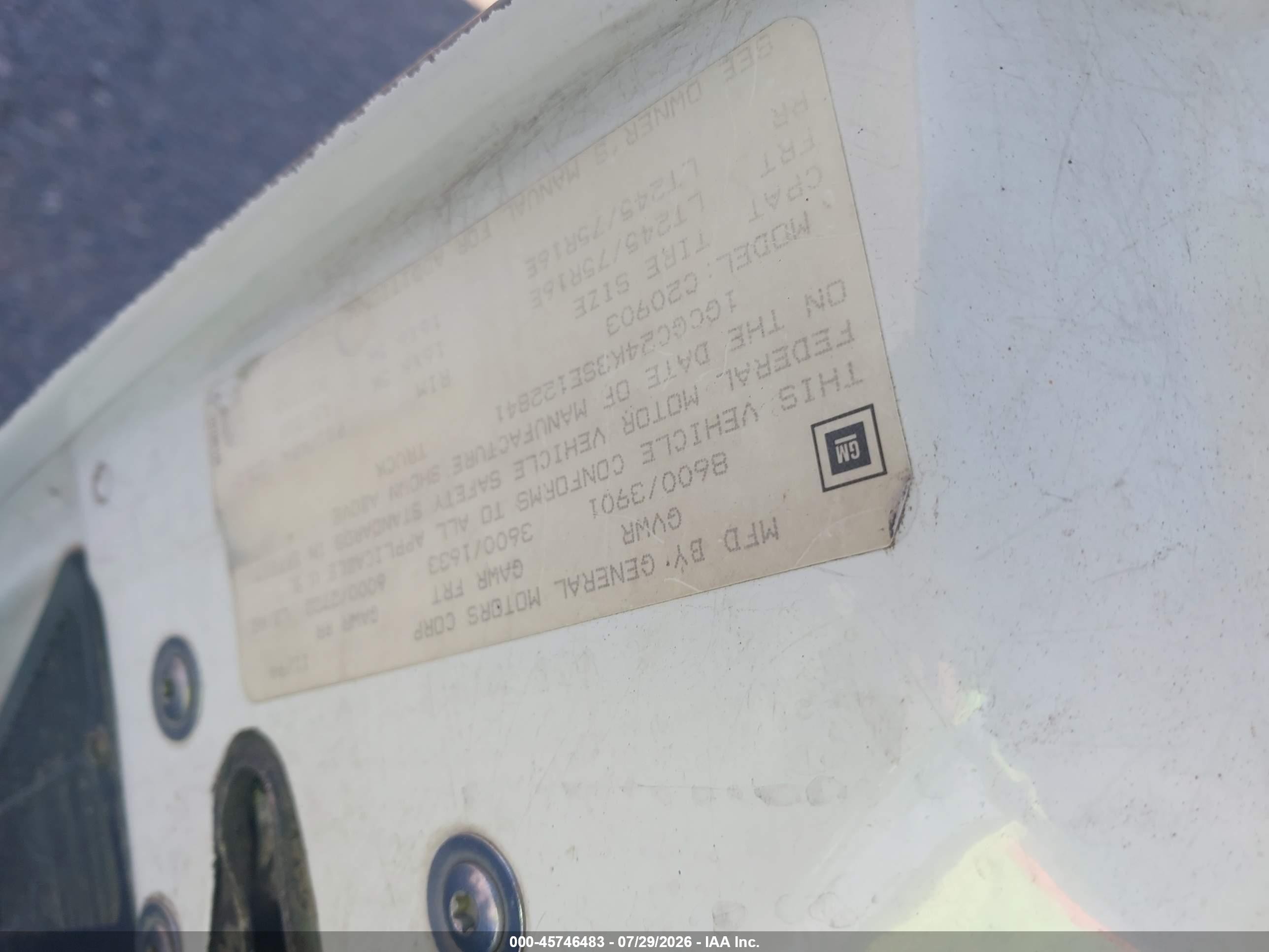 1995 Chevrolet Gmt-400 C2500 White vin: 1GCGC24K3SE122841