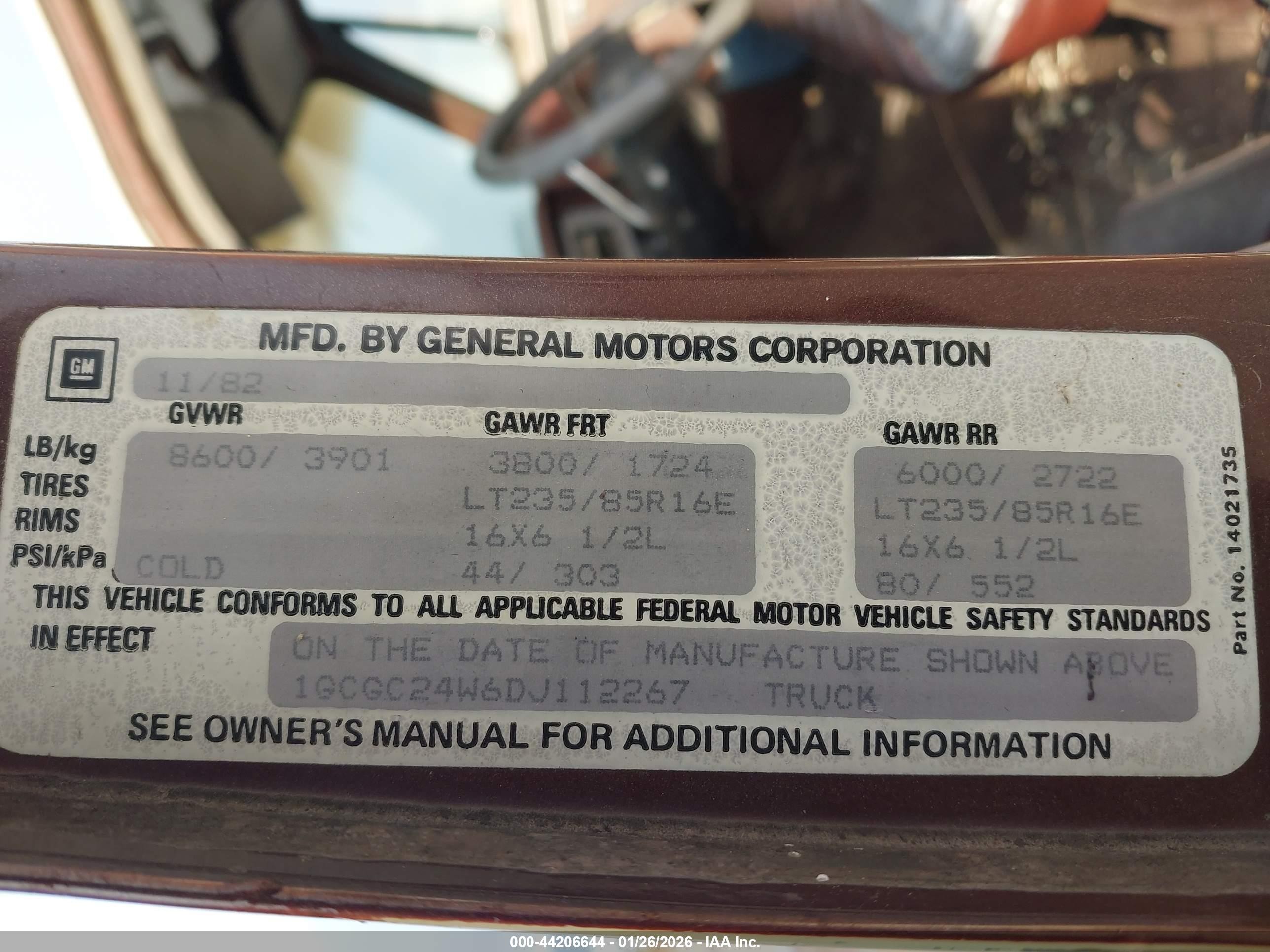 1983 Chevrolet C20   Brown vin: 1GCGC24W6DJ112267
