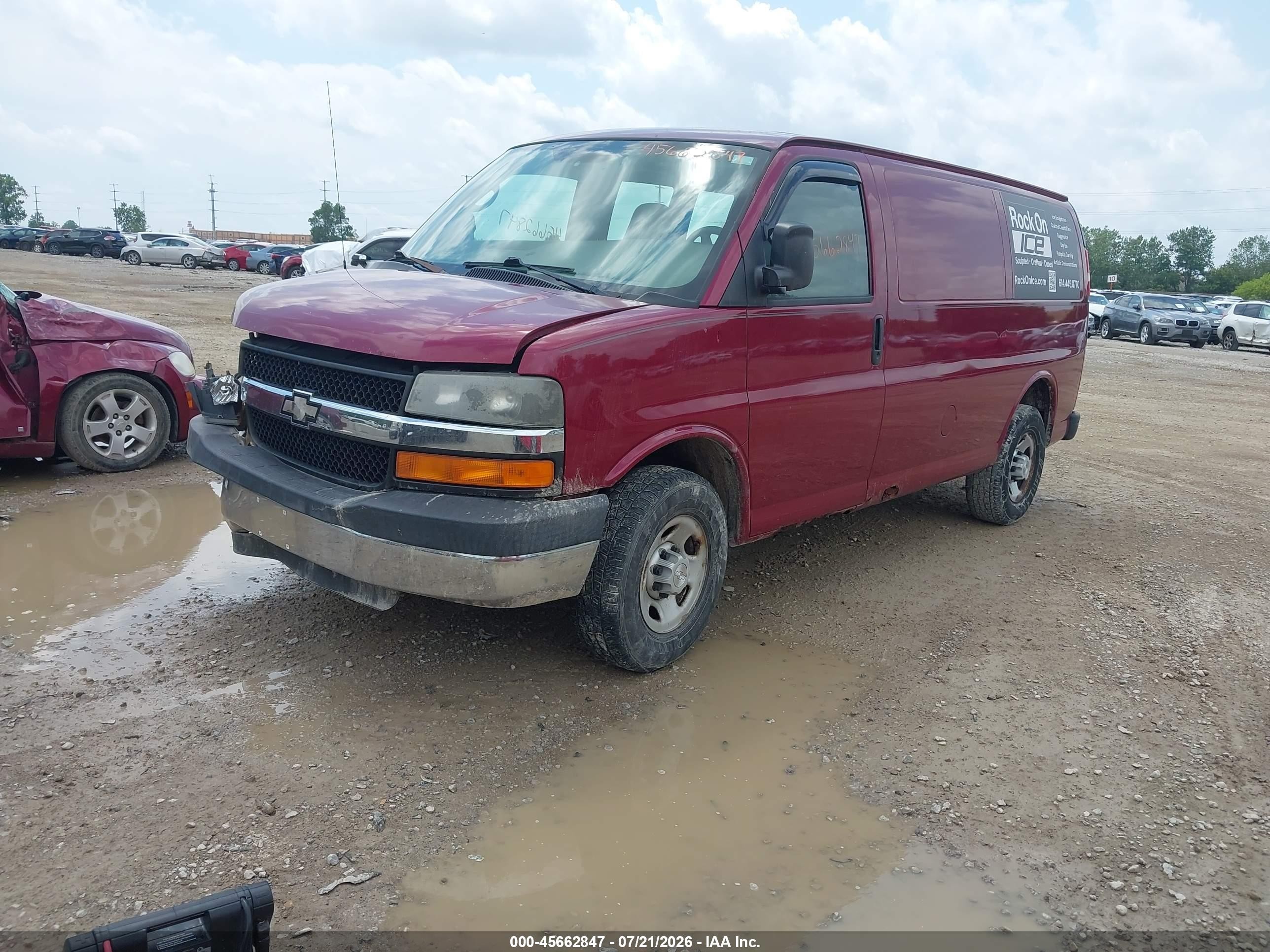 2008 Chevrolet Express Work Van Red vin: 1GCGG25C081219040